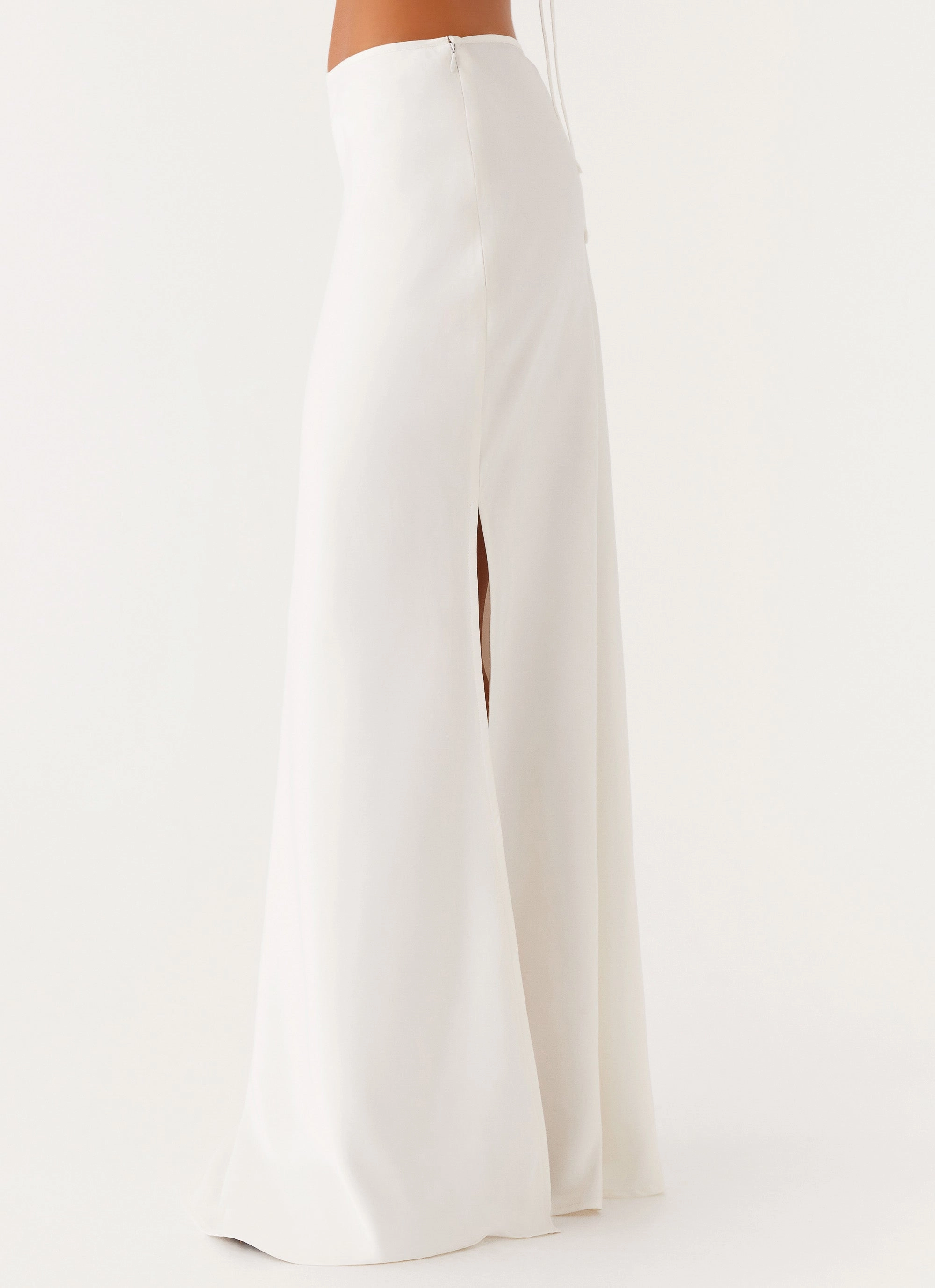 Mina Satin Maxi Skirt - White Street Style