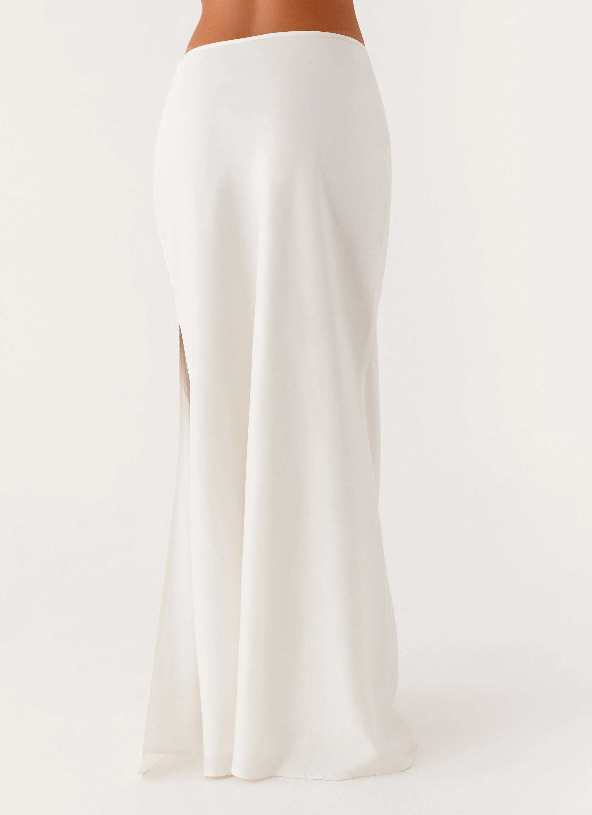 Mina Satin Maxi Skirt - White Timeless Outfit