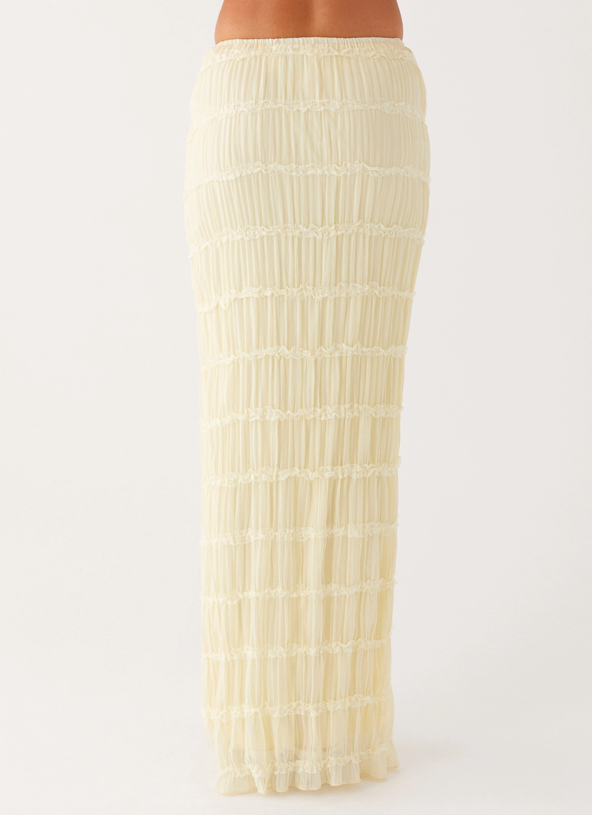 Daydreaming Low Rise Maxi Skirt - Yellow Back Slit Comfy Style