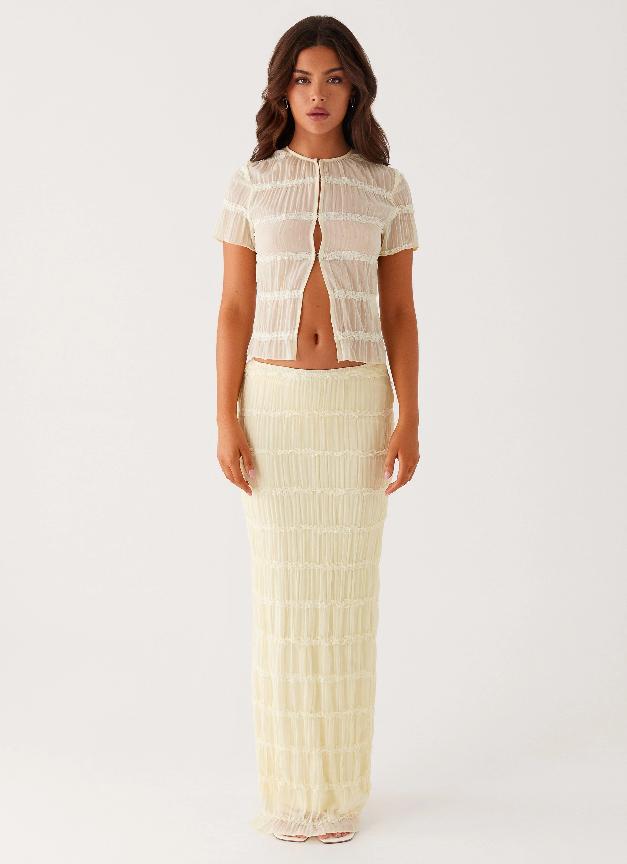 Daydreaming Low Rise Maxi Skirt - Yellow Future Fashion Soft Touch