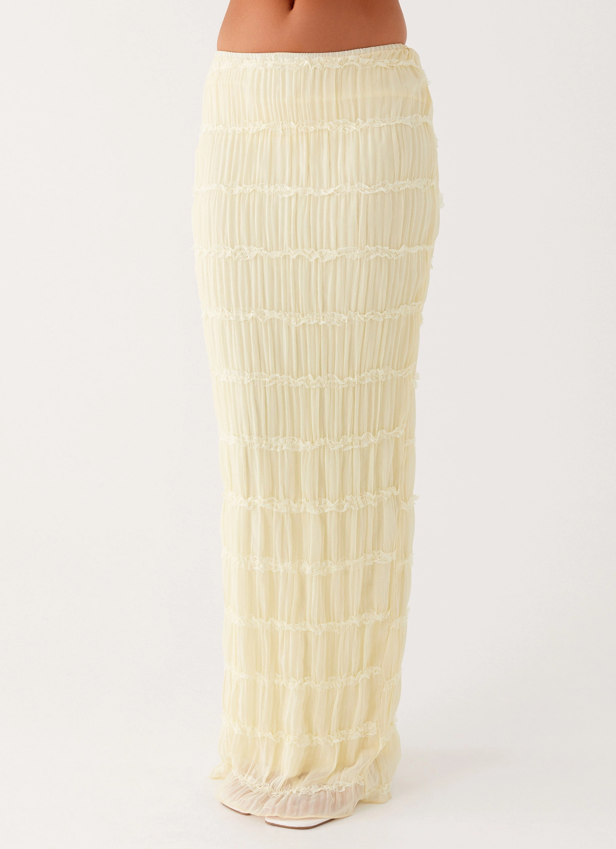 Breathable Lining Fair trade Daydreaming Low Rise Maxi Skirt - Yellow