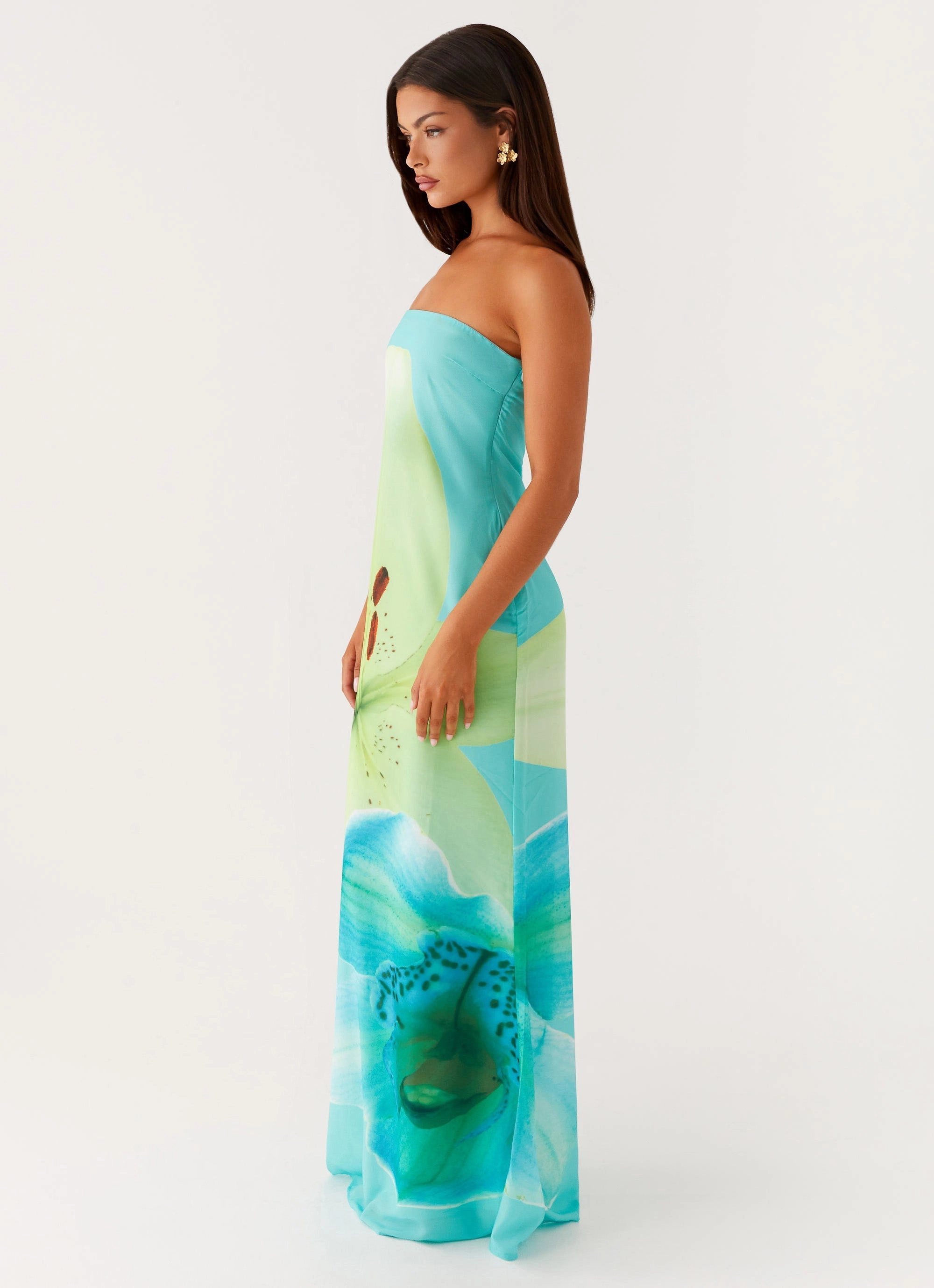 Darcy Maxi Dress - Turquoise Floral Smart Lines