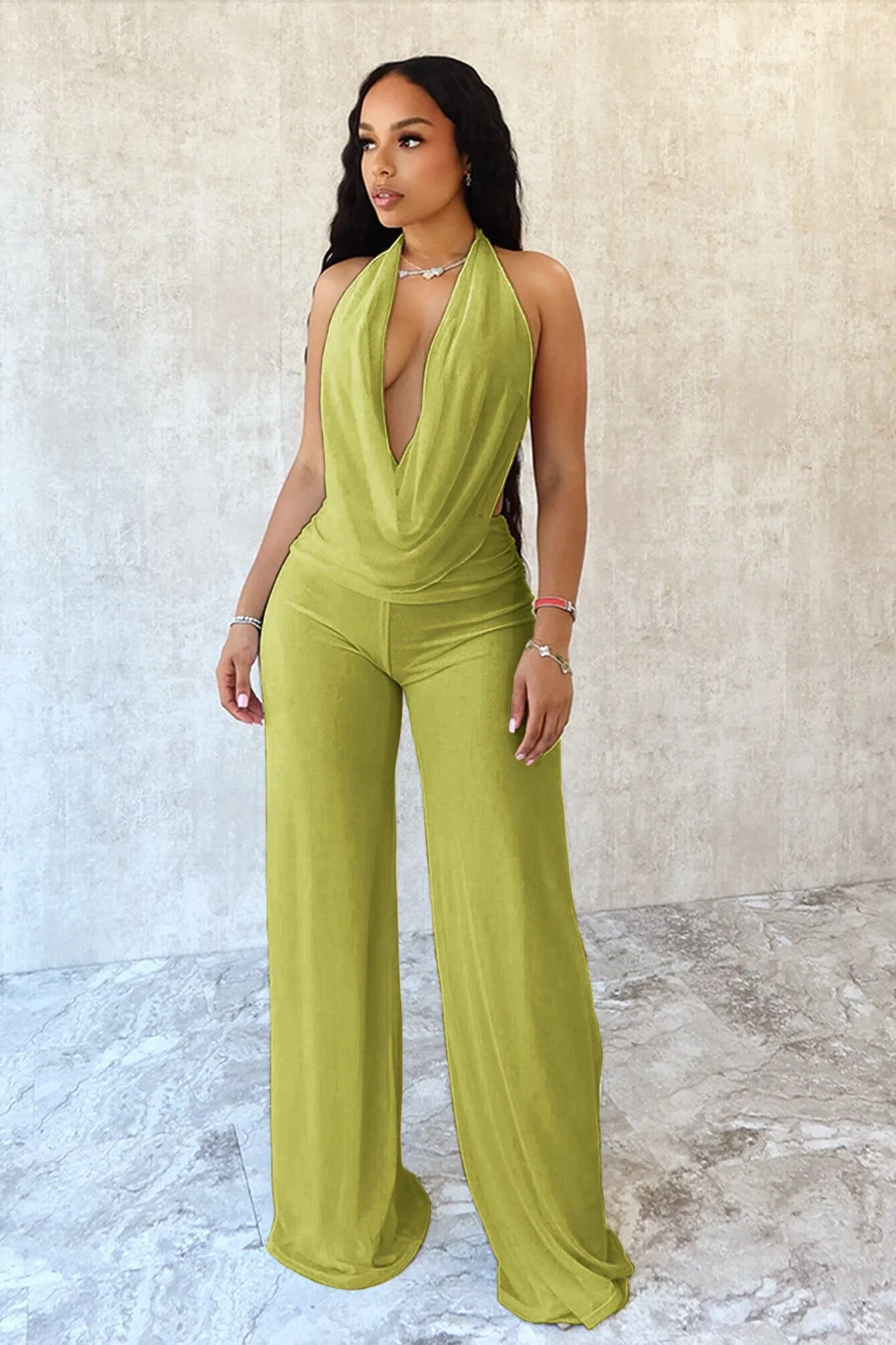 Evie Mesh Cowl Neck Jumpsuit LightweightInsulation