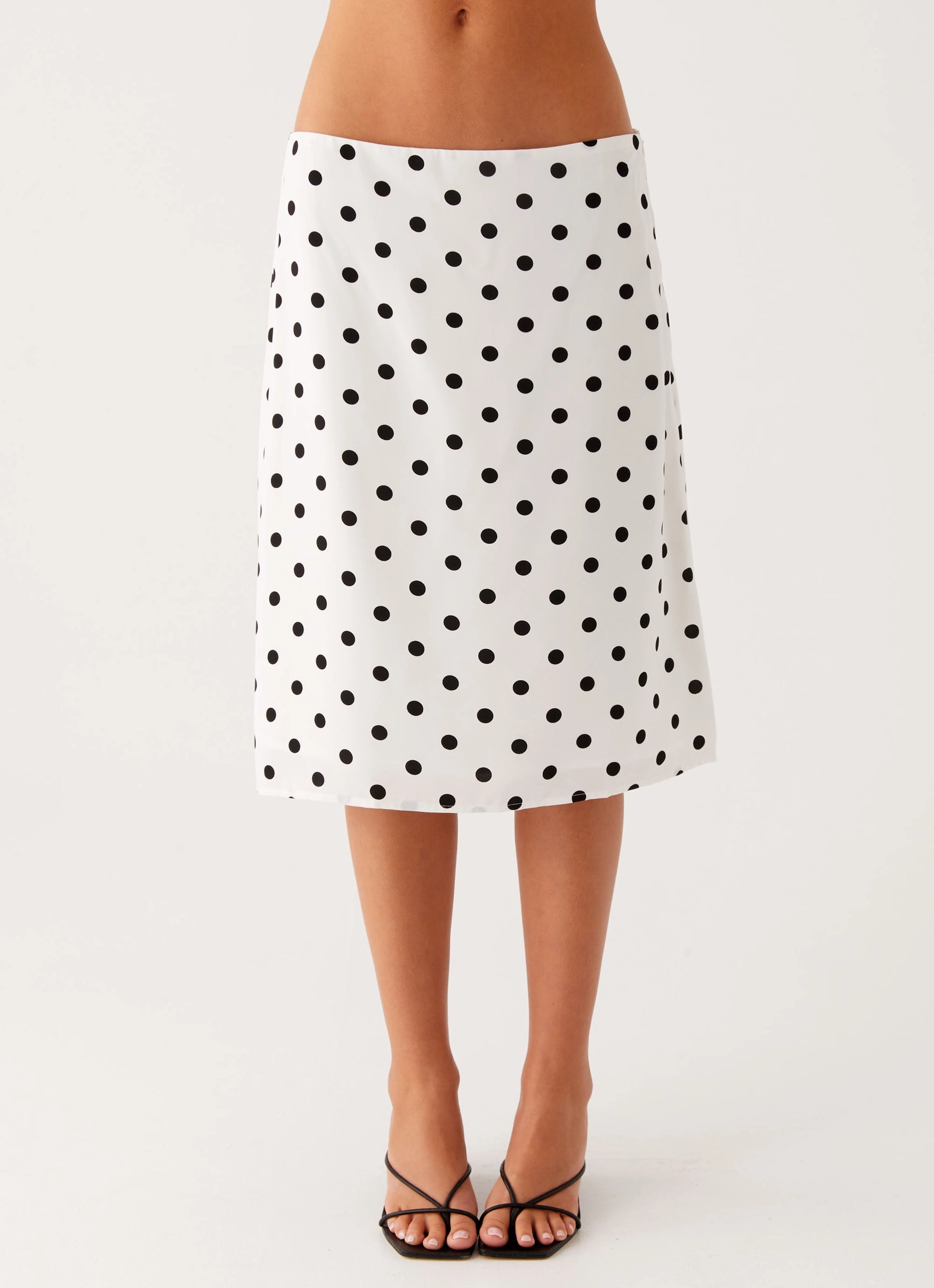 Performance Fashion Evoke Chiffon Midi Skirt - White Polka Dot