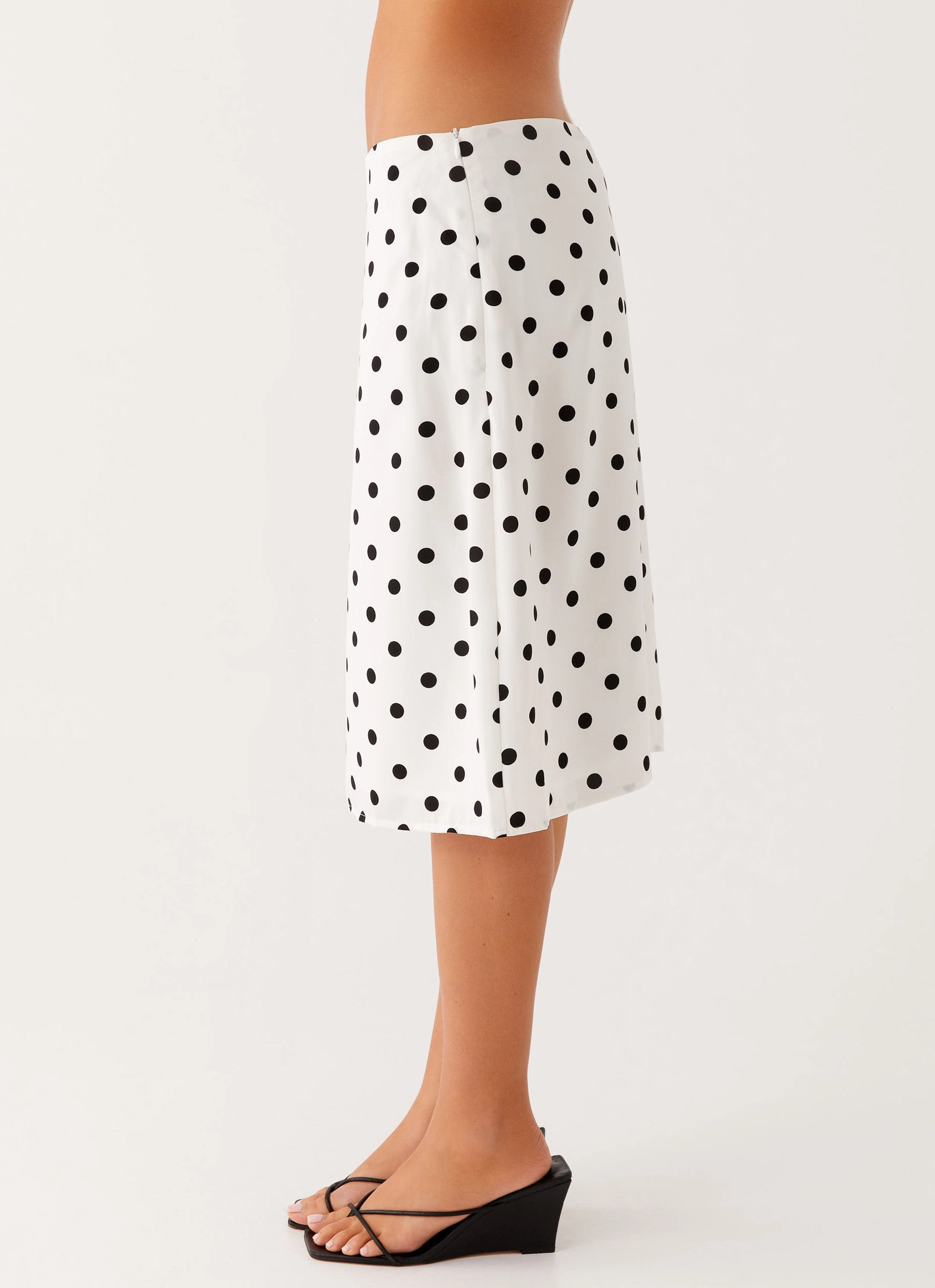Evoke Chiffon Midi Skirt - White Polka Dot Cultural Heritage