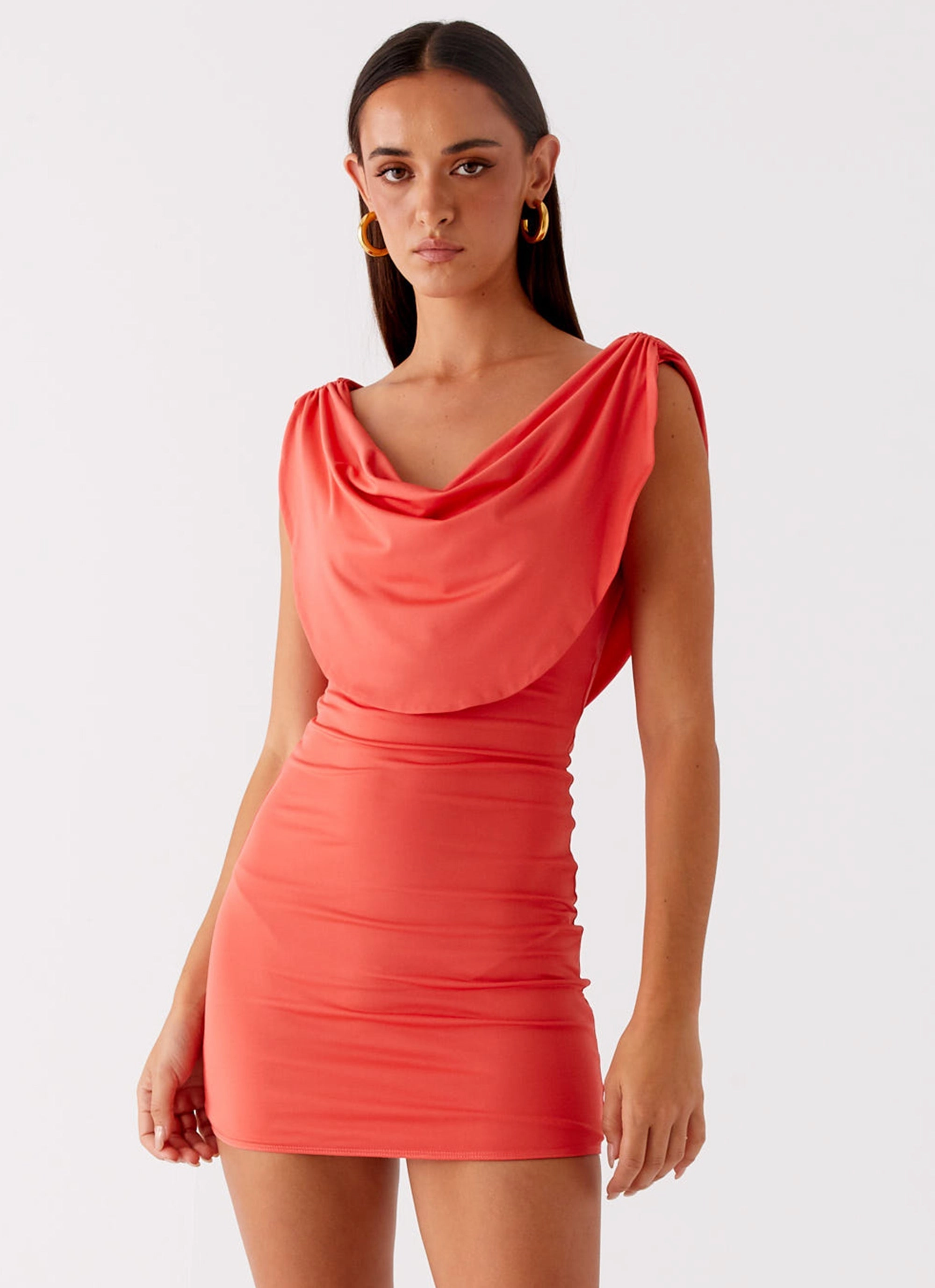 Crisp Edge Angeles Mini Dress - Coral