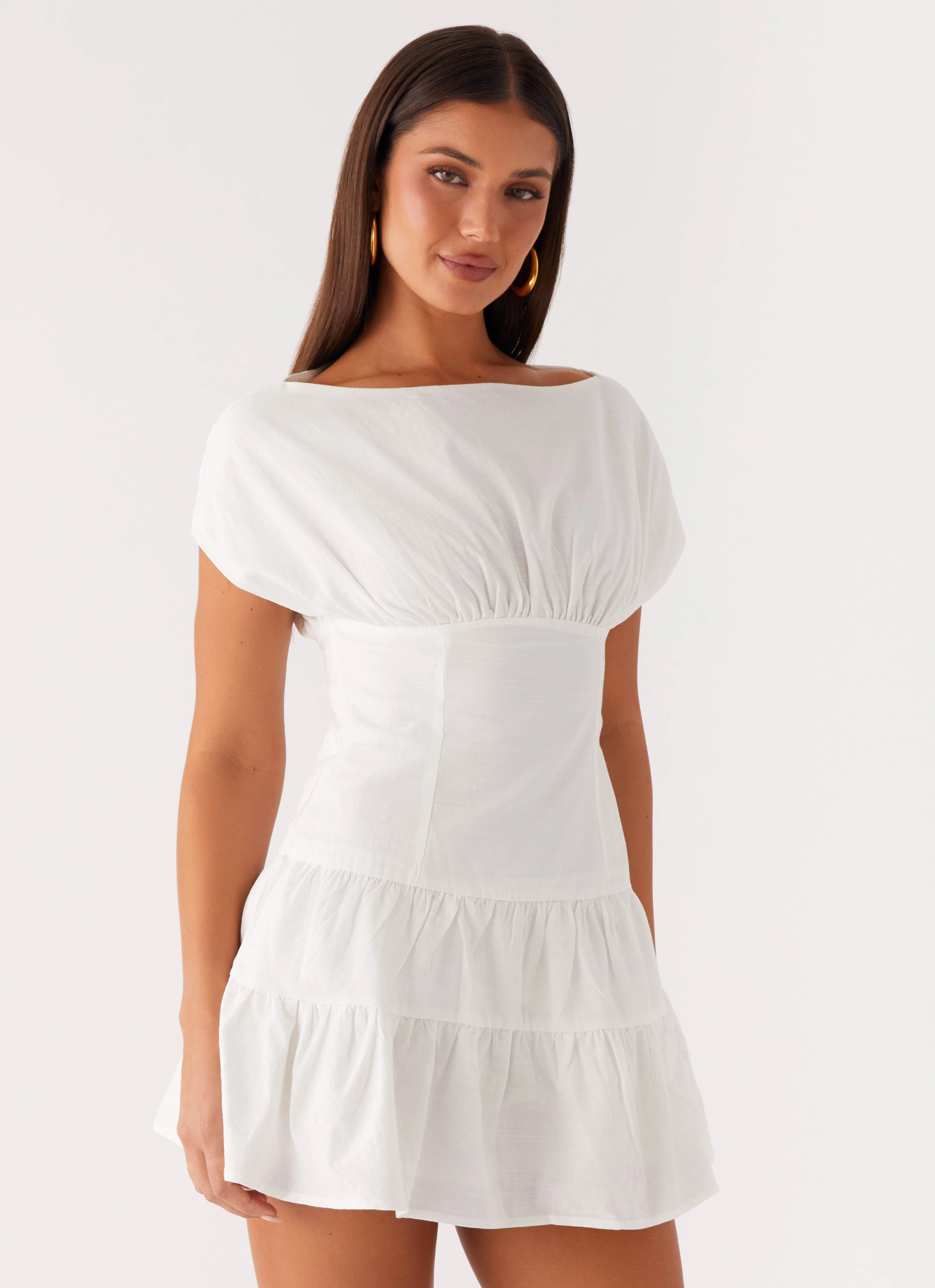 Natural Form Ember Haze Boat Neck Mini Dress - Off White