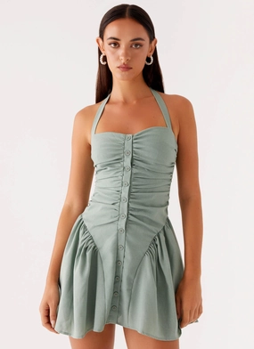 Fable Mini Dress - Sage Chic Tailoring Breathable Comfort