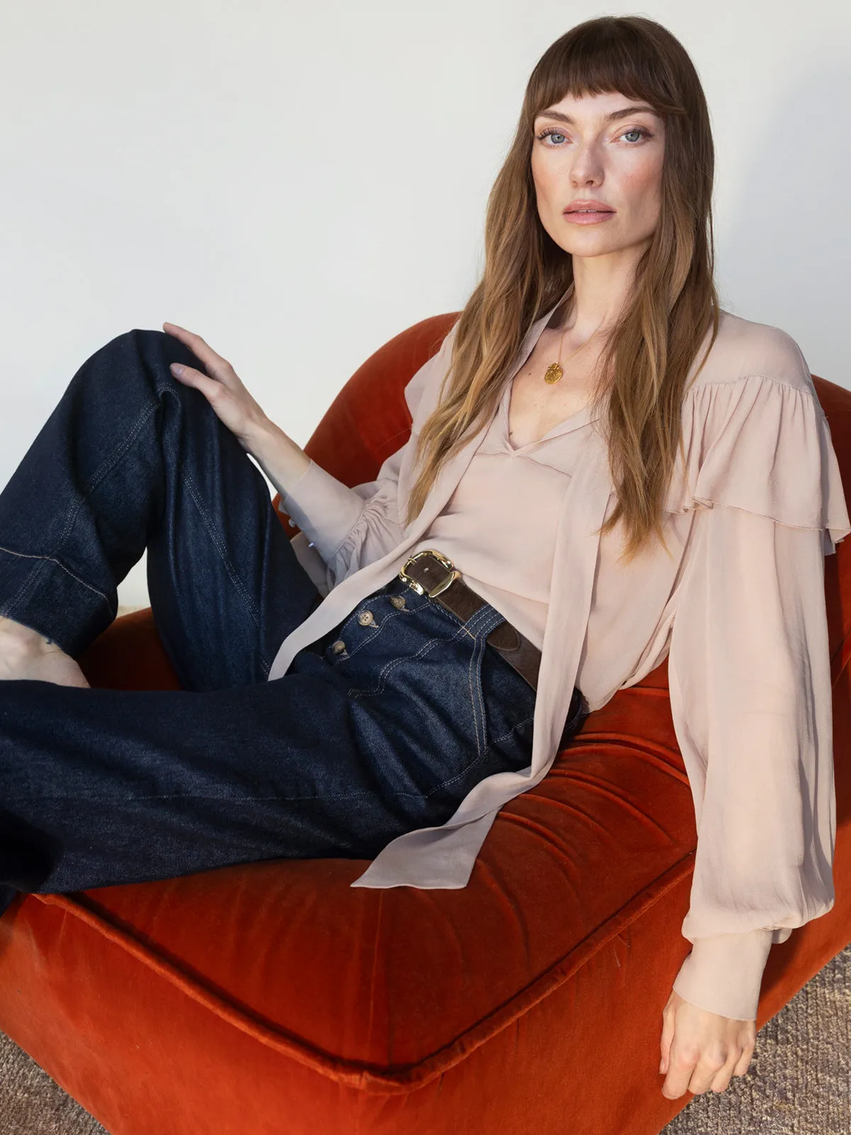 Fade Into You Ruffle Blouse Fawn Relaxed Blouse