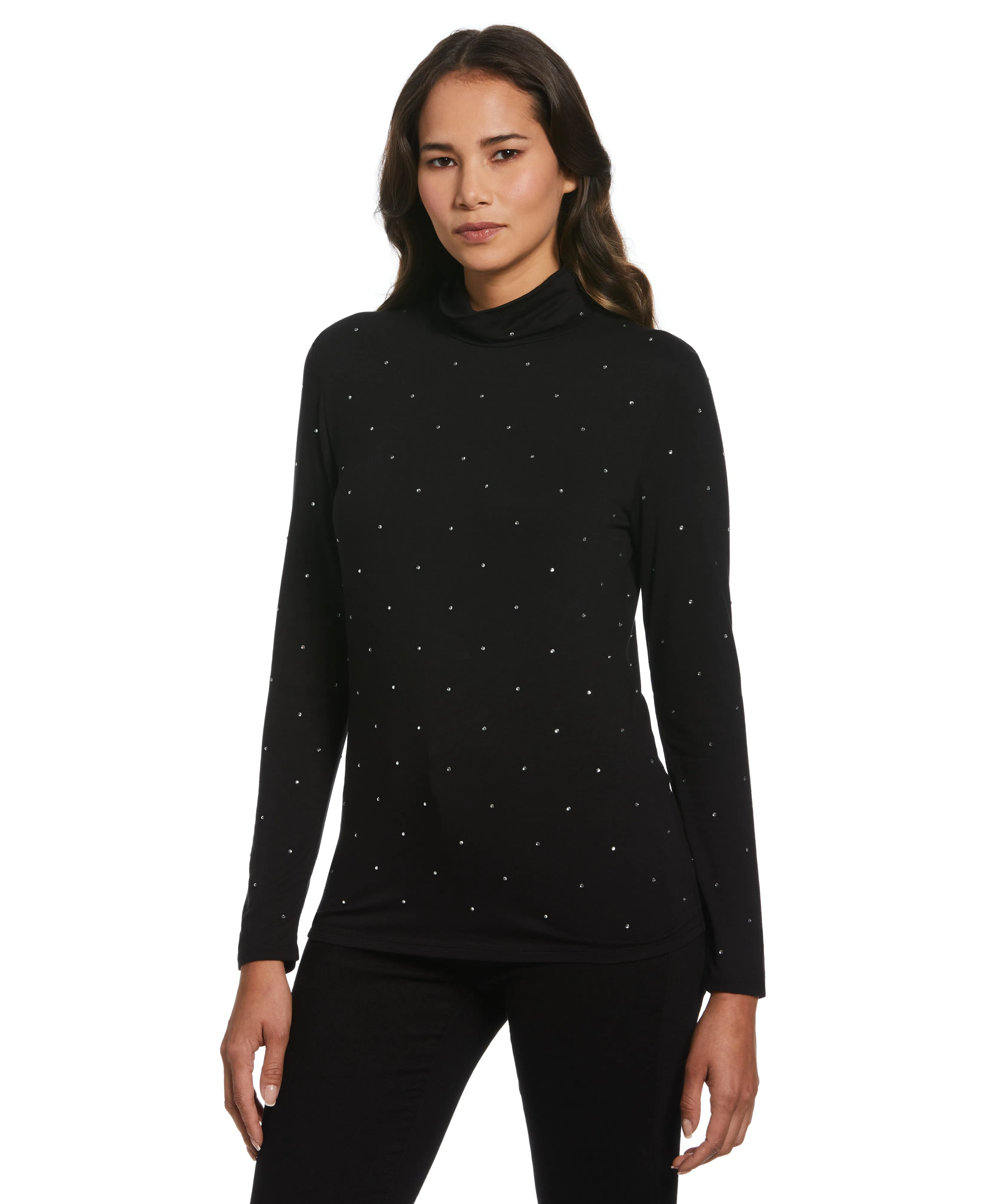 Rhinestone Turtleneck VNeckReinforcement VersatileNeckline