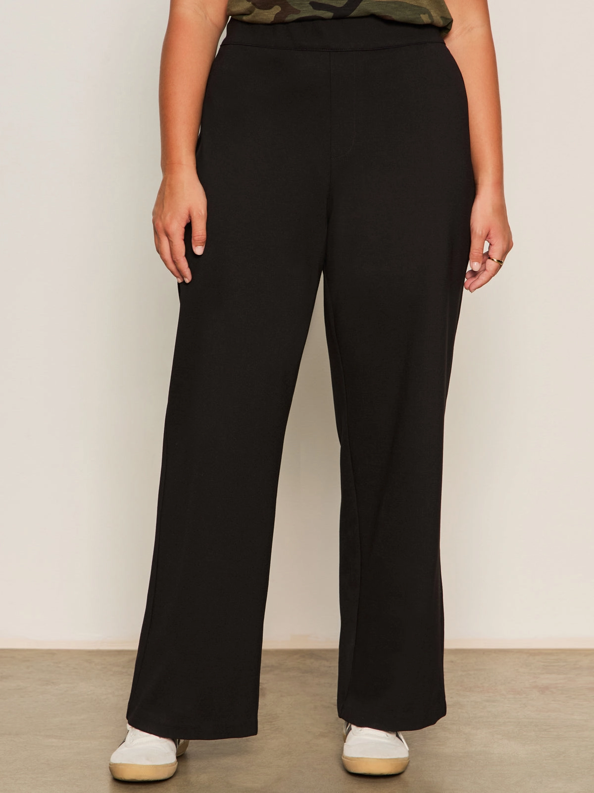 BreathableMeshPanels WrinkleResistantWeave Runway Ponte Trouser Black Extended Sizing