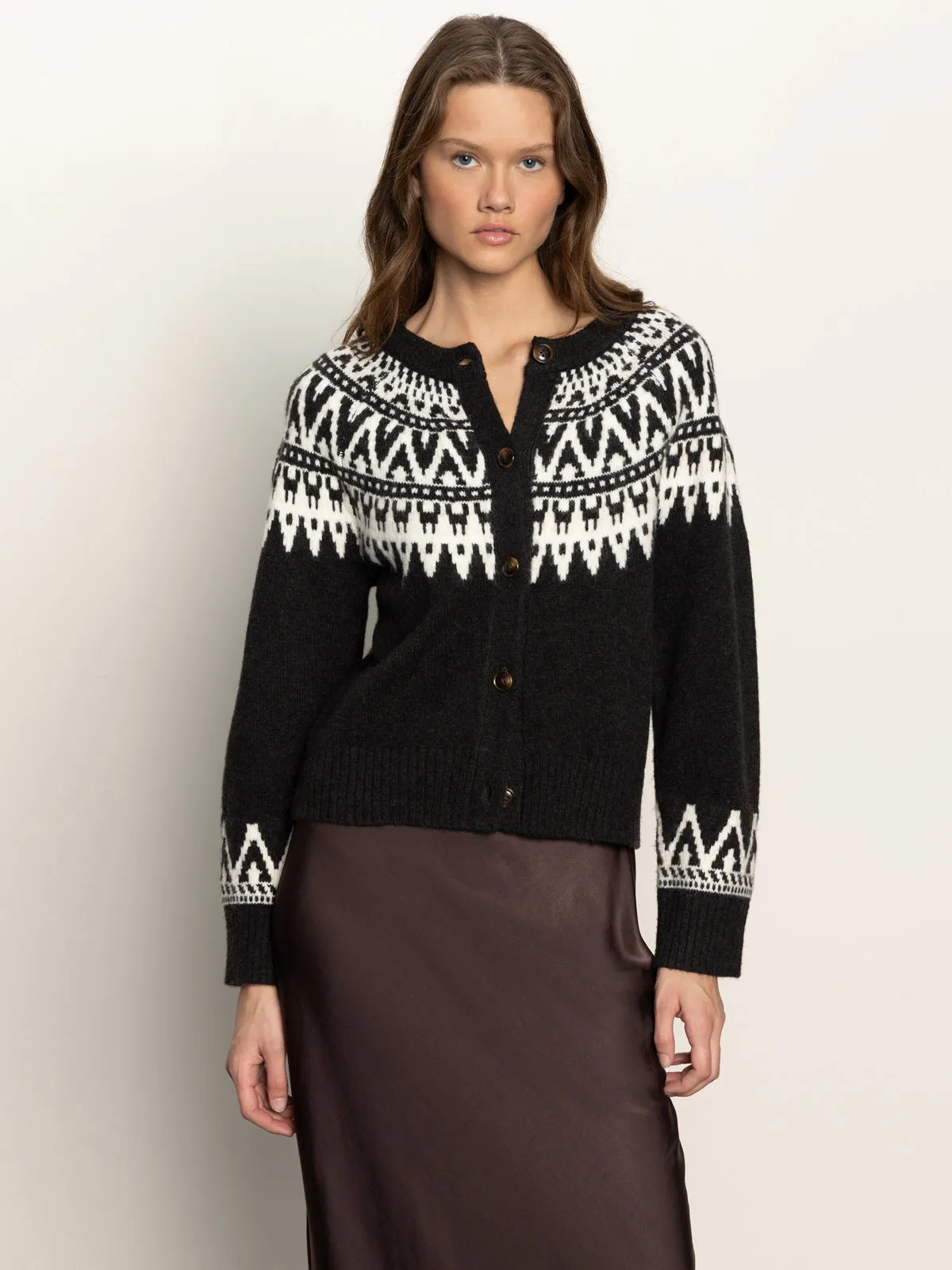 NonIrritating Fairisle Crewneck Cardi Ink Multi