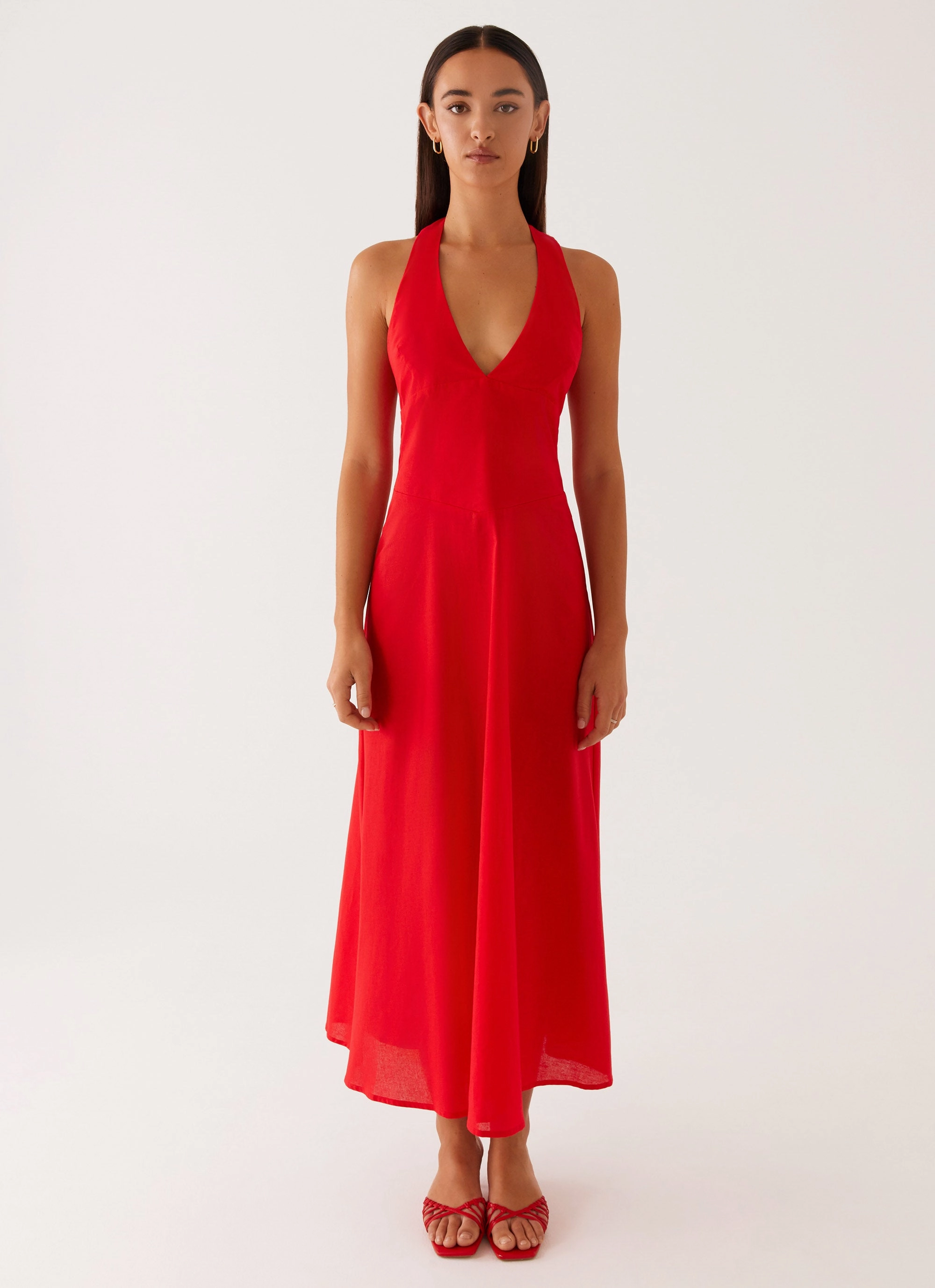 AdjustableStraps Falling For You Midi Dress - Red