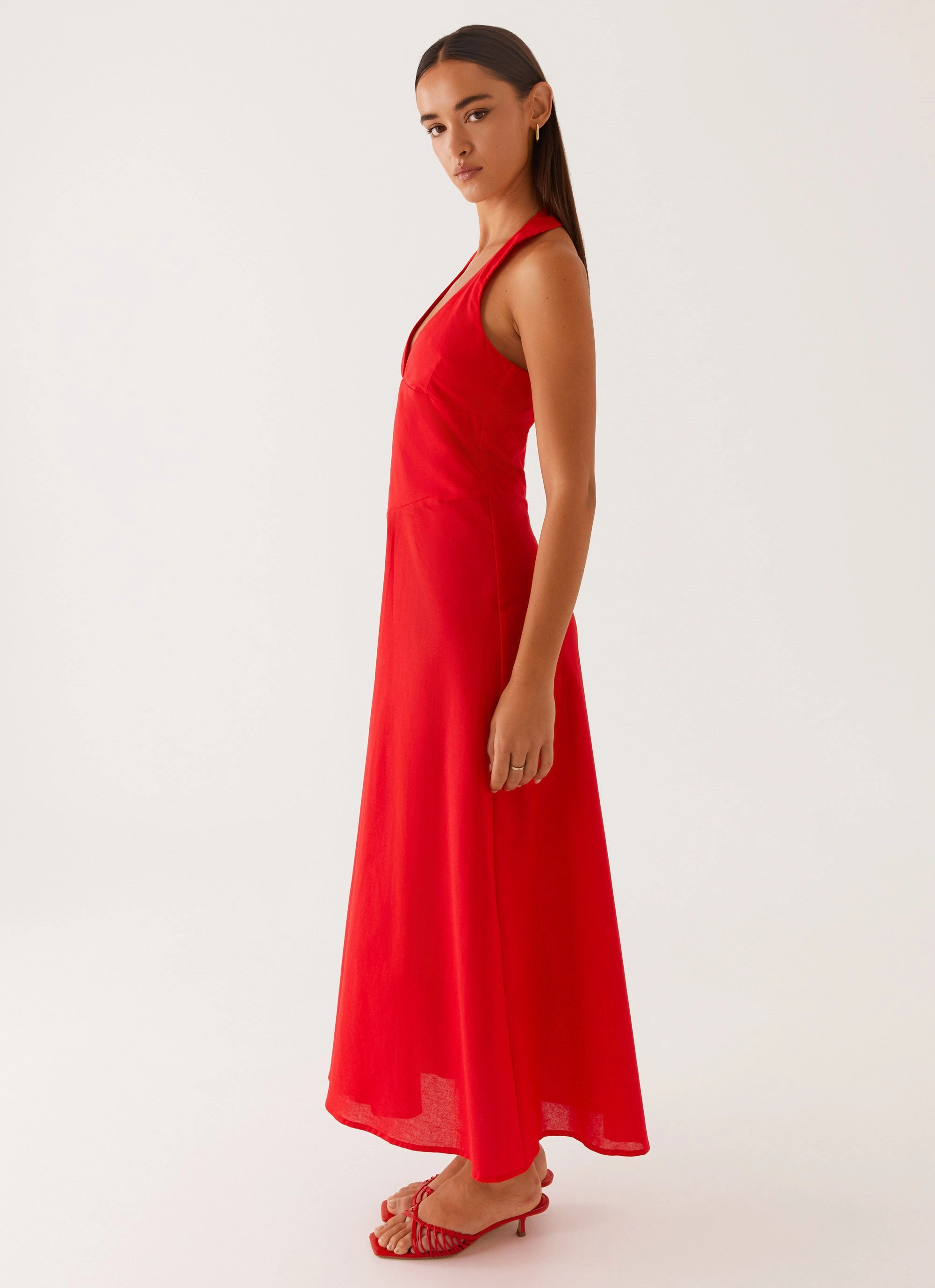 Soft Wear Breathable Wearable Falling For You Midi Dress - Red