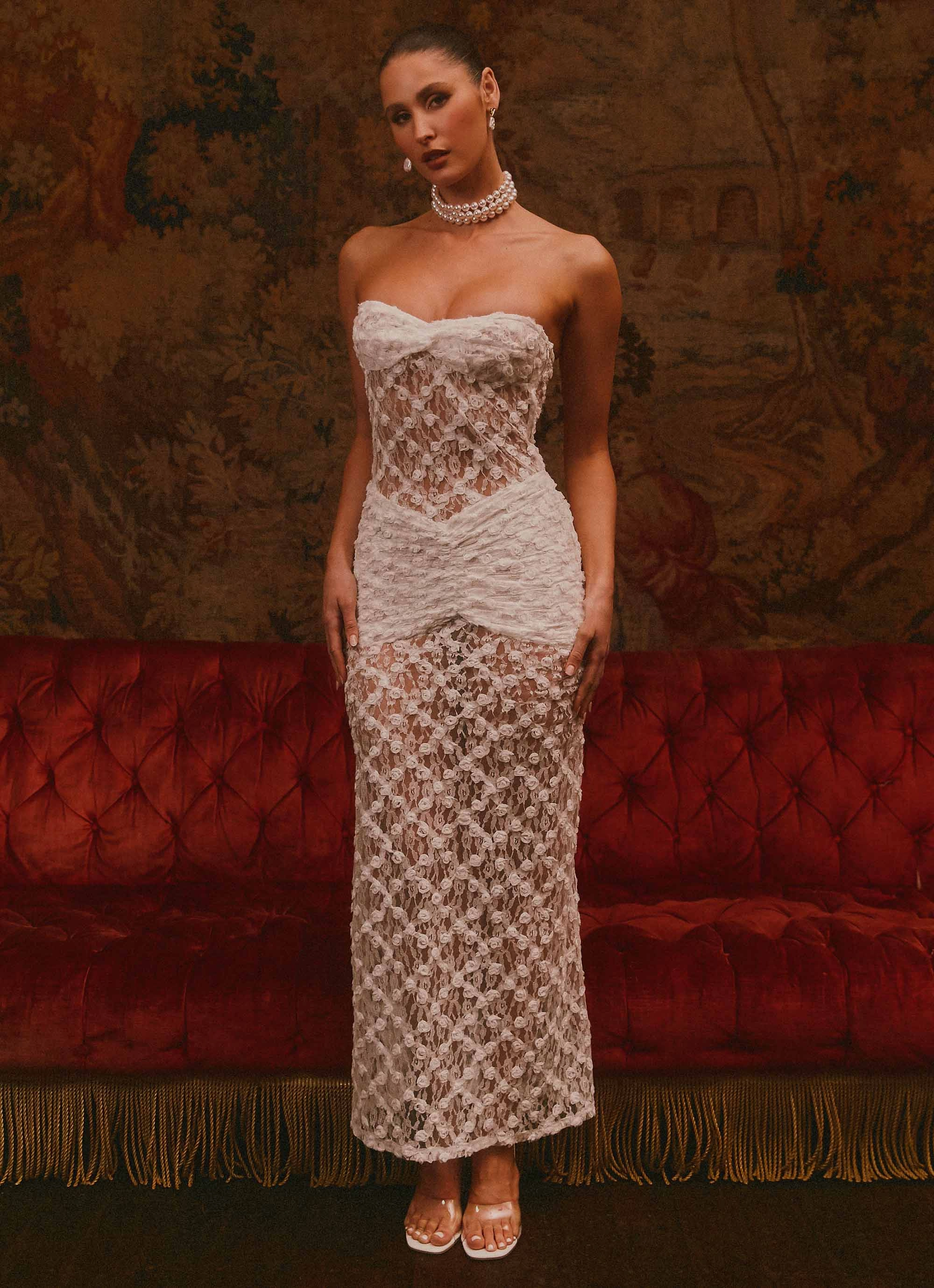 Ottilie Lace Maxi Dress - White Fashion Mix Evening Look