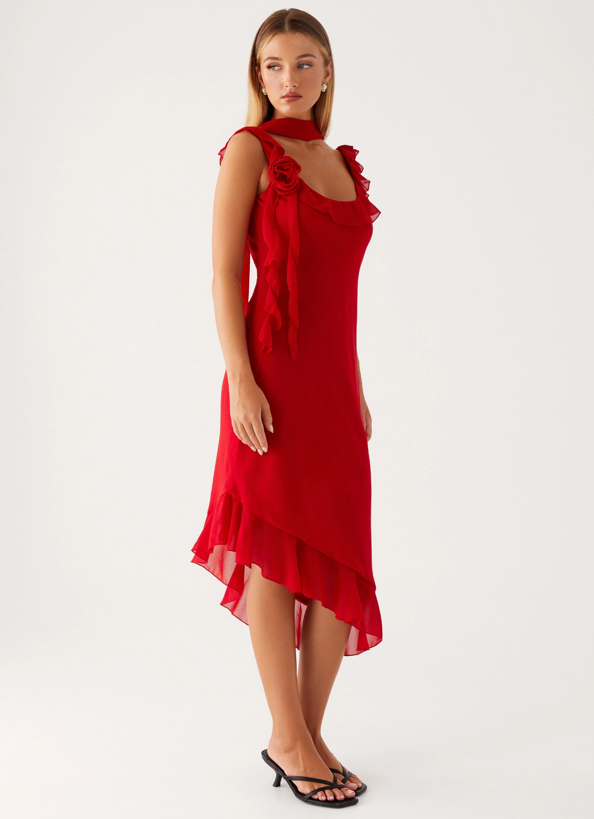 Gentle Aesthetic Fariday Midi Dress - Red