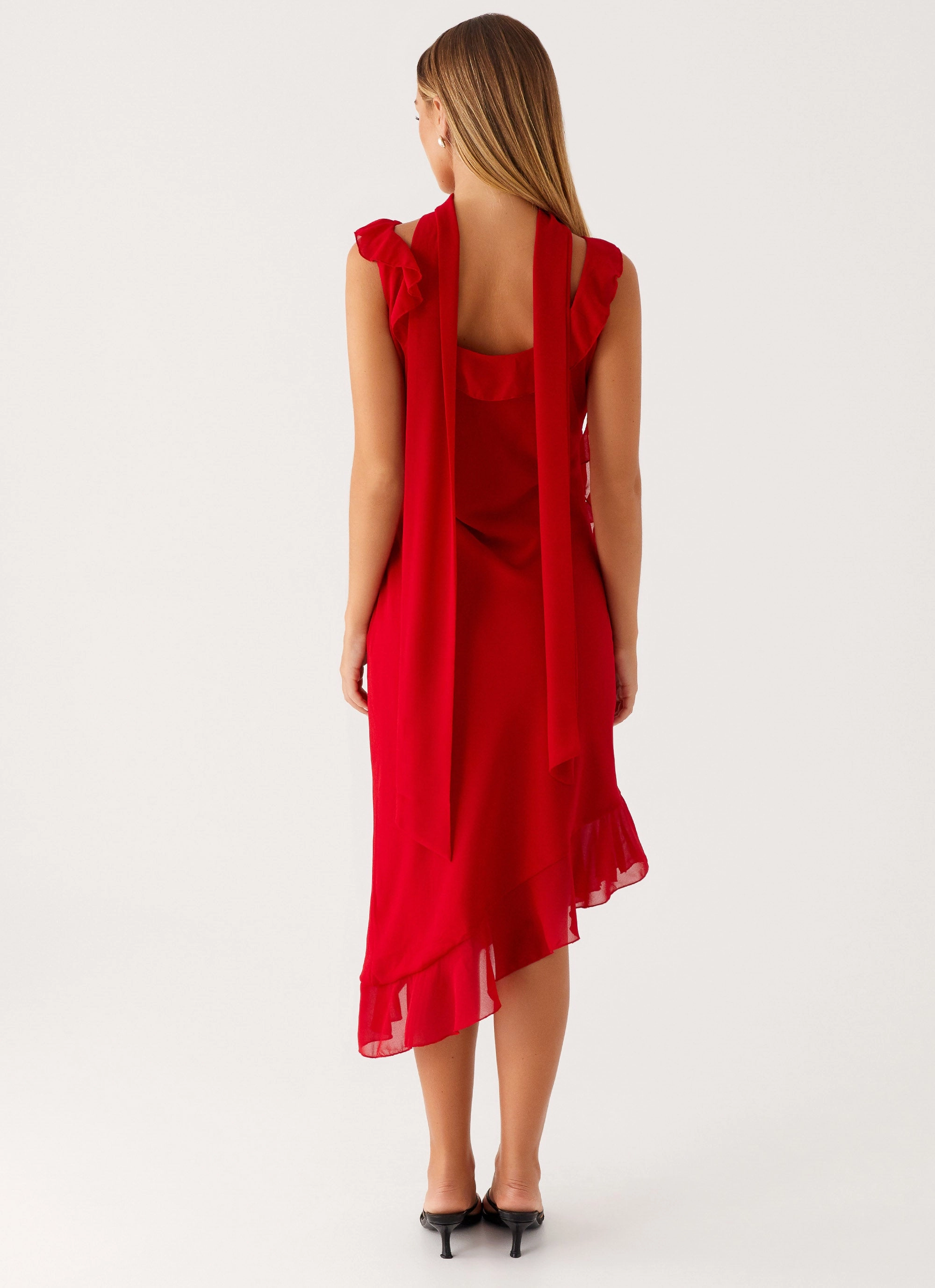Fariday Midi Dress - Red Relaxed Design