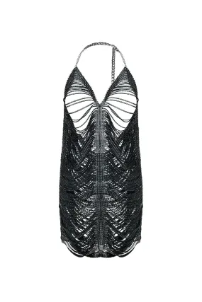 Relaxed Vibe Cozy Layer Saving Up Rhinestone Halter Cover Up Dress