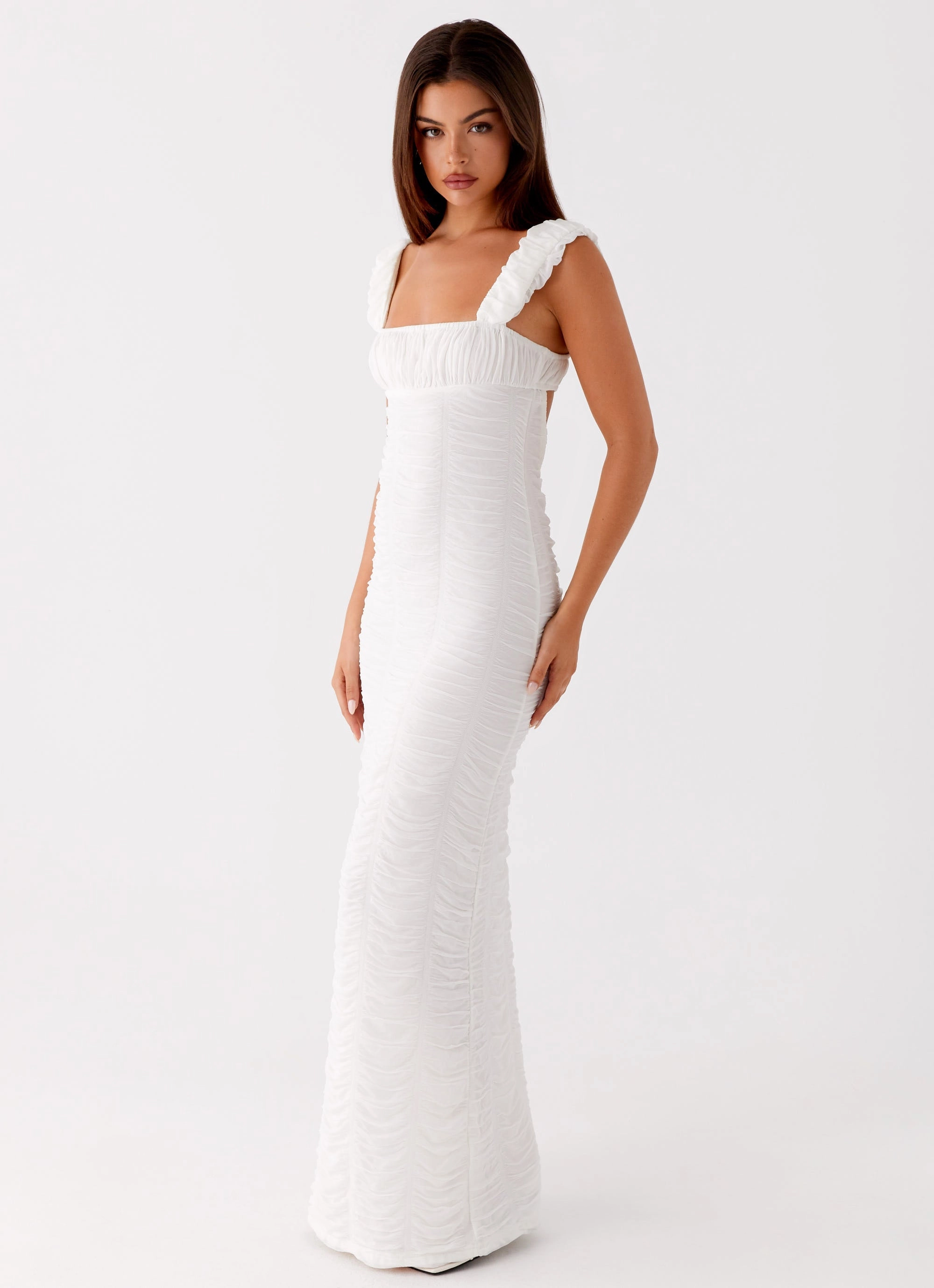 Senses Midi Dress - White Comfy Yet Stylish