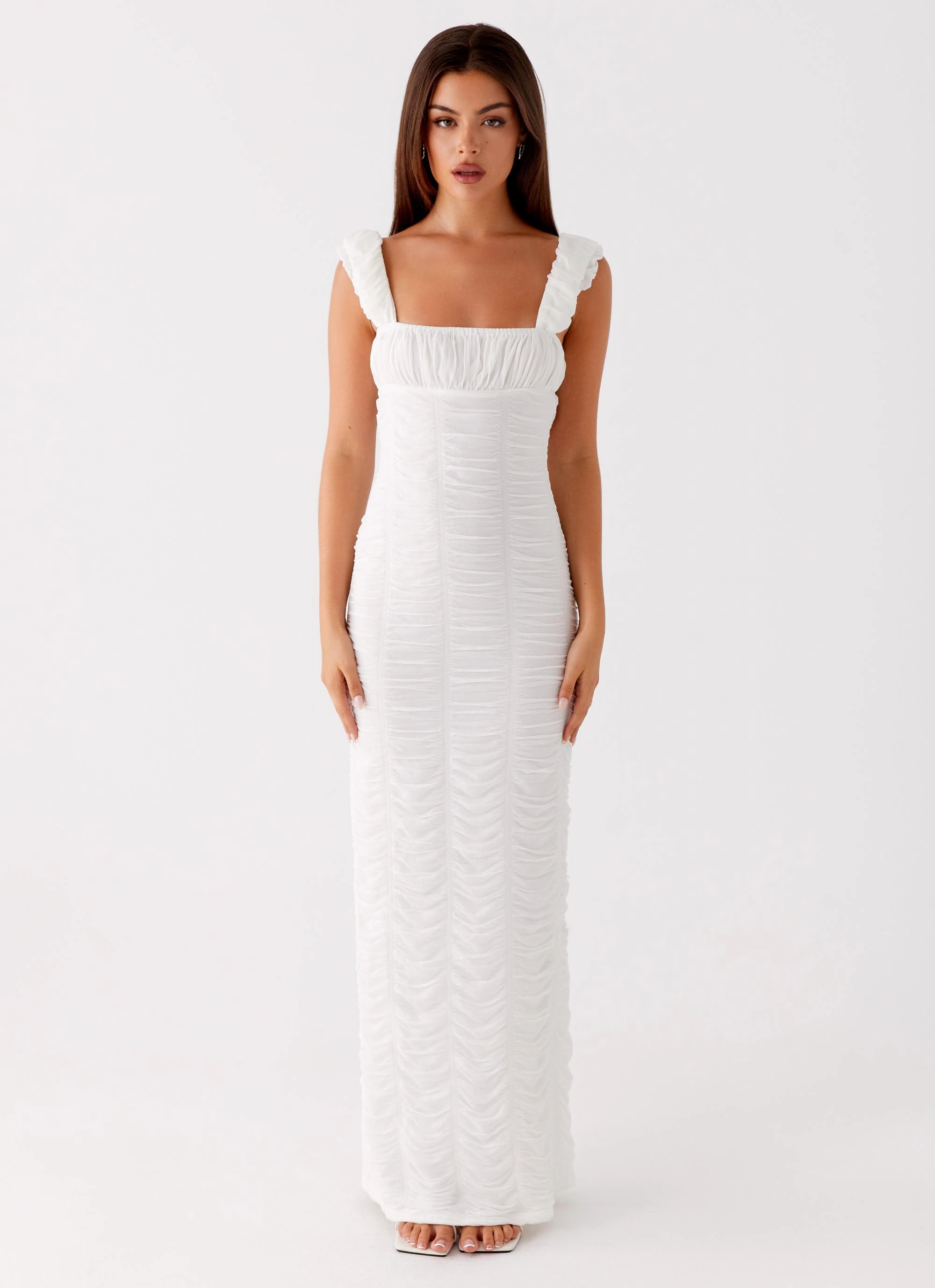 Senses Midi Dress - White All Day Look Travel Friendly