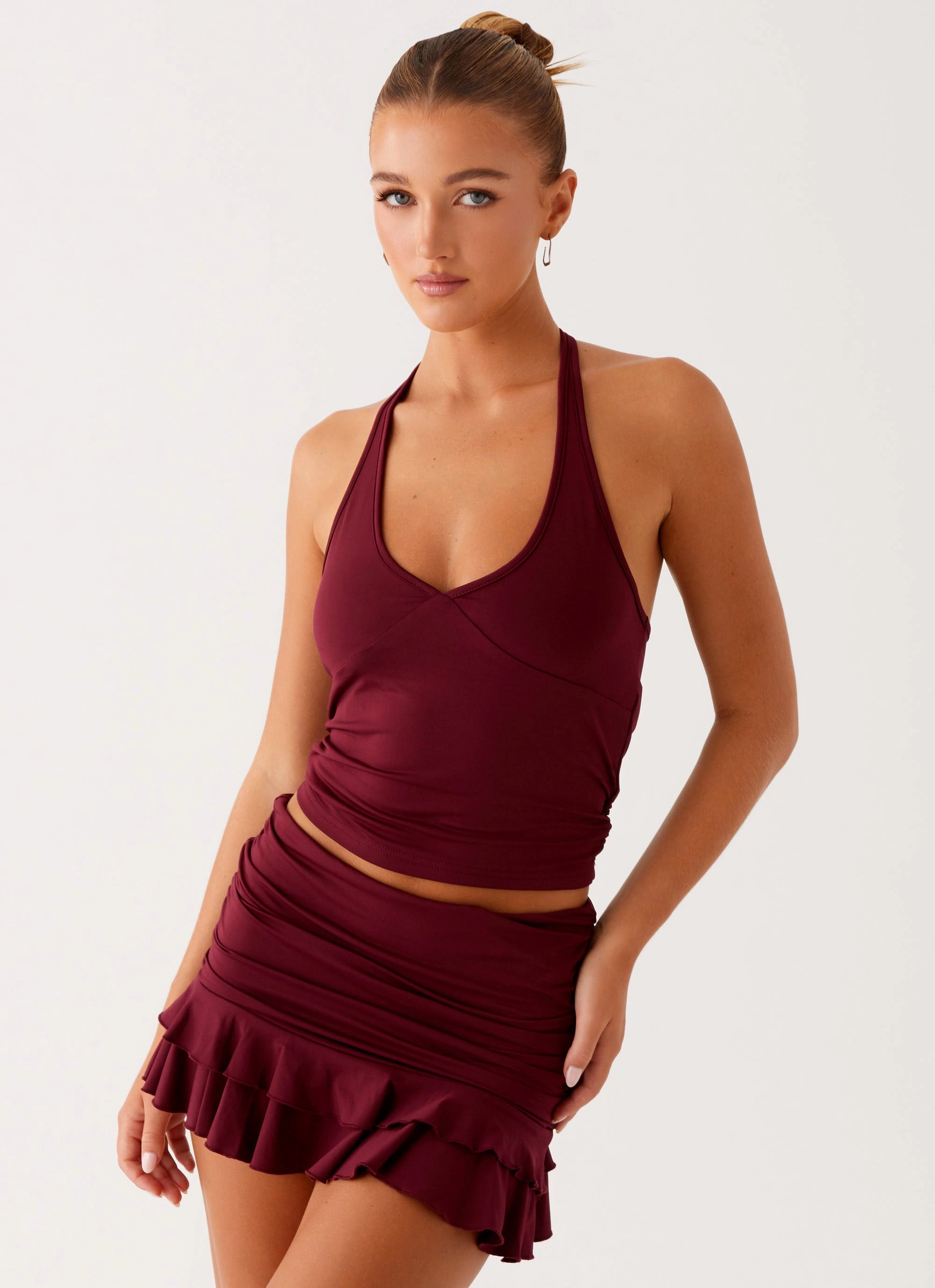 Urban Style Bernie Mini Skirt - Raspberry Wine