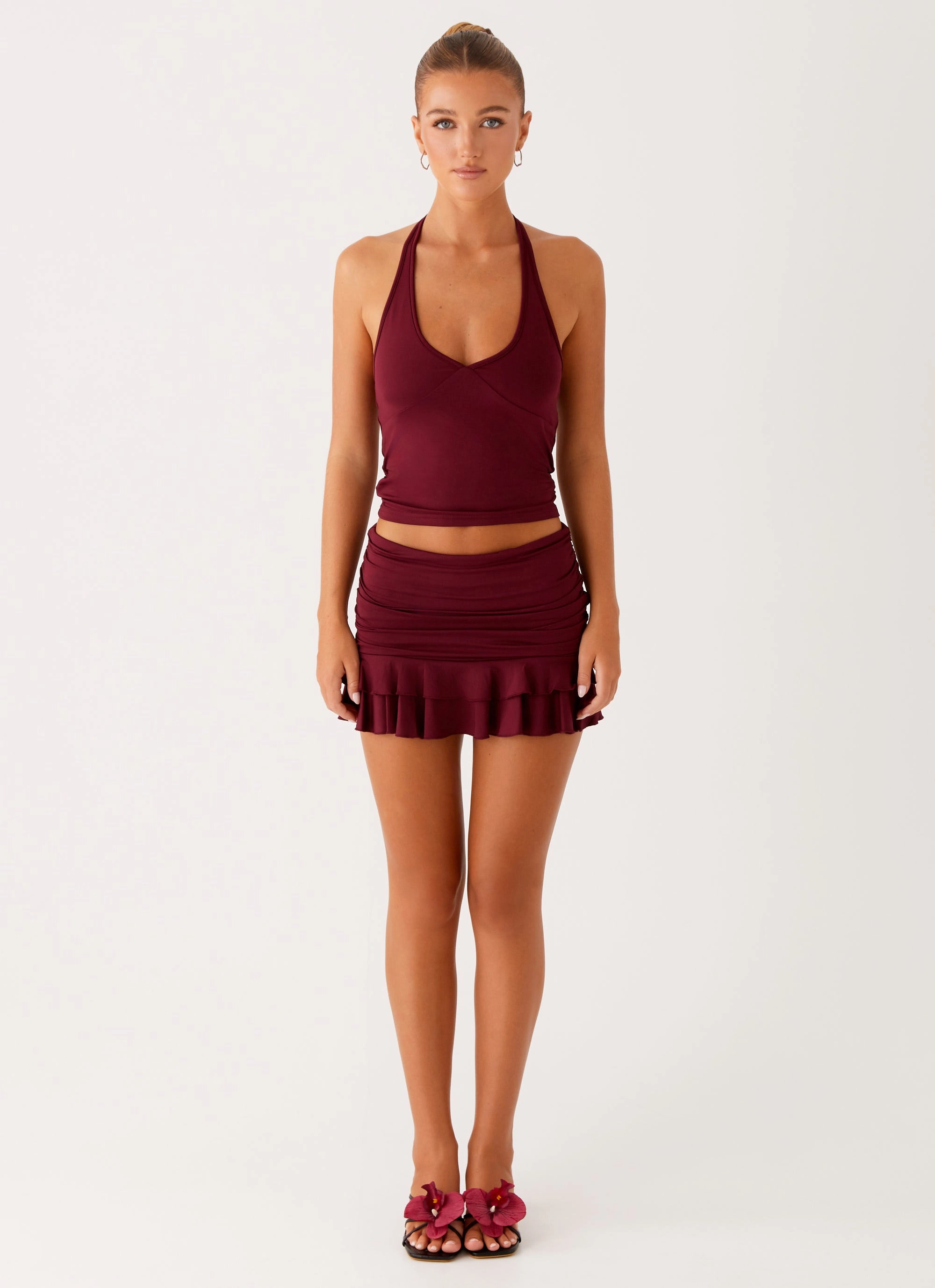 Quiet Style Bernie Mini Skirt - Raspberry Wine