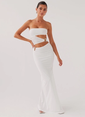 Into Pieces Mesh Maxi Dress - White All Inclusive FadeResistantColor