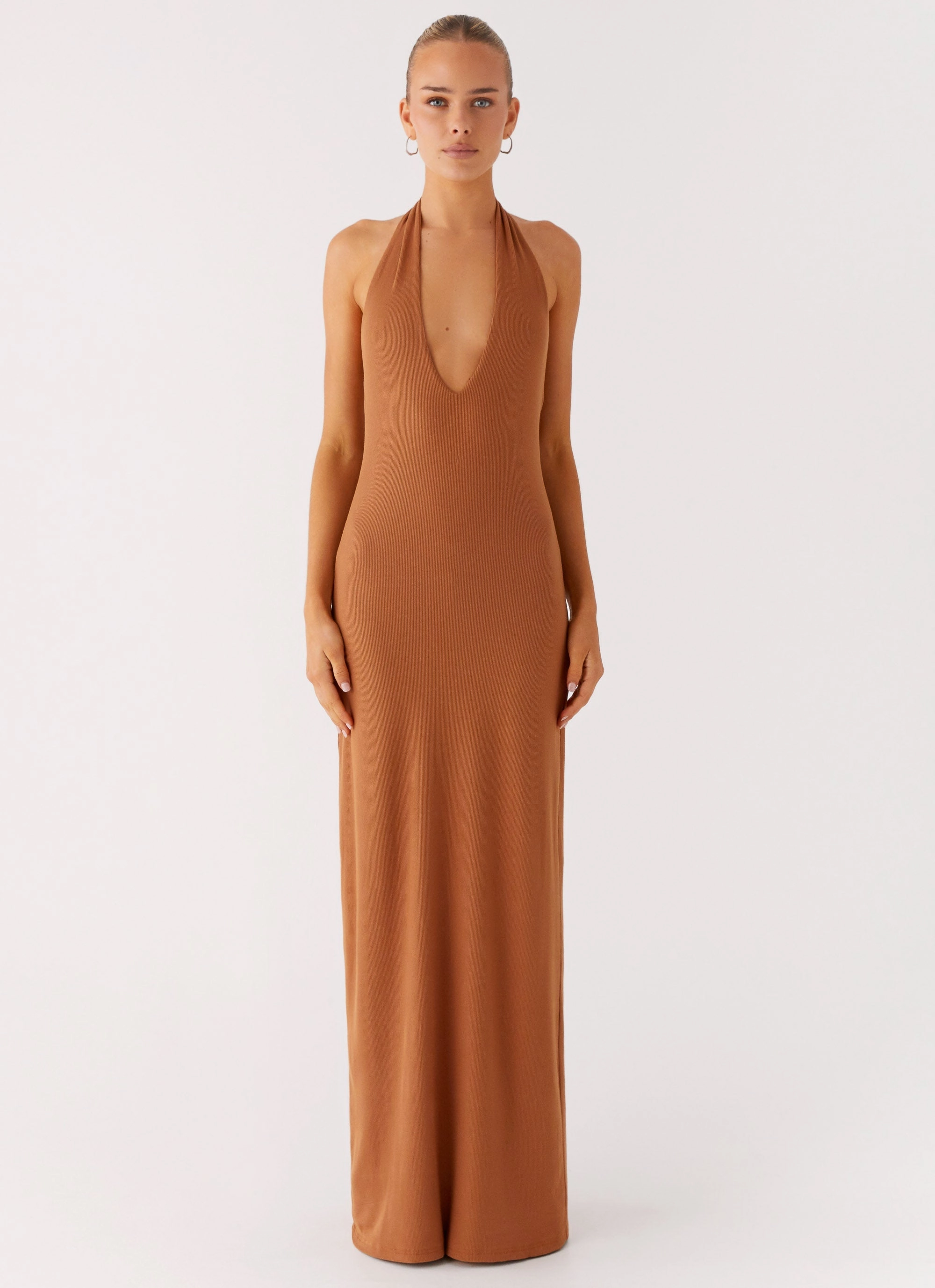 Lightweight warm-weather dress Plunge For You Maxi Dress - Tan