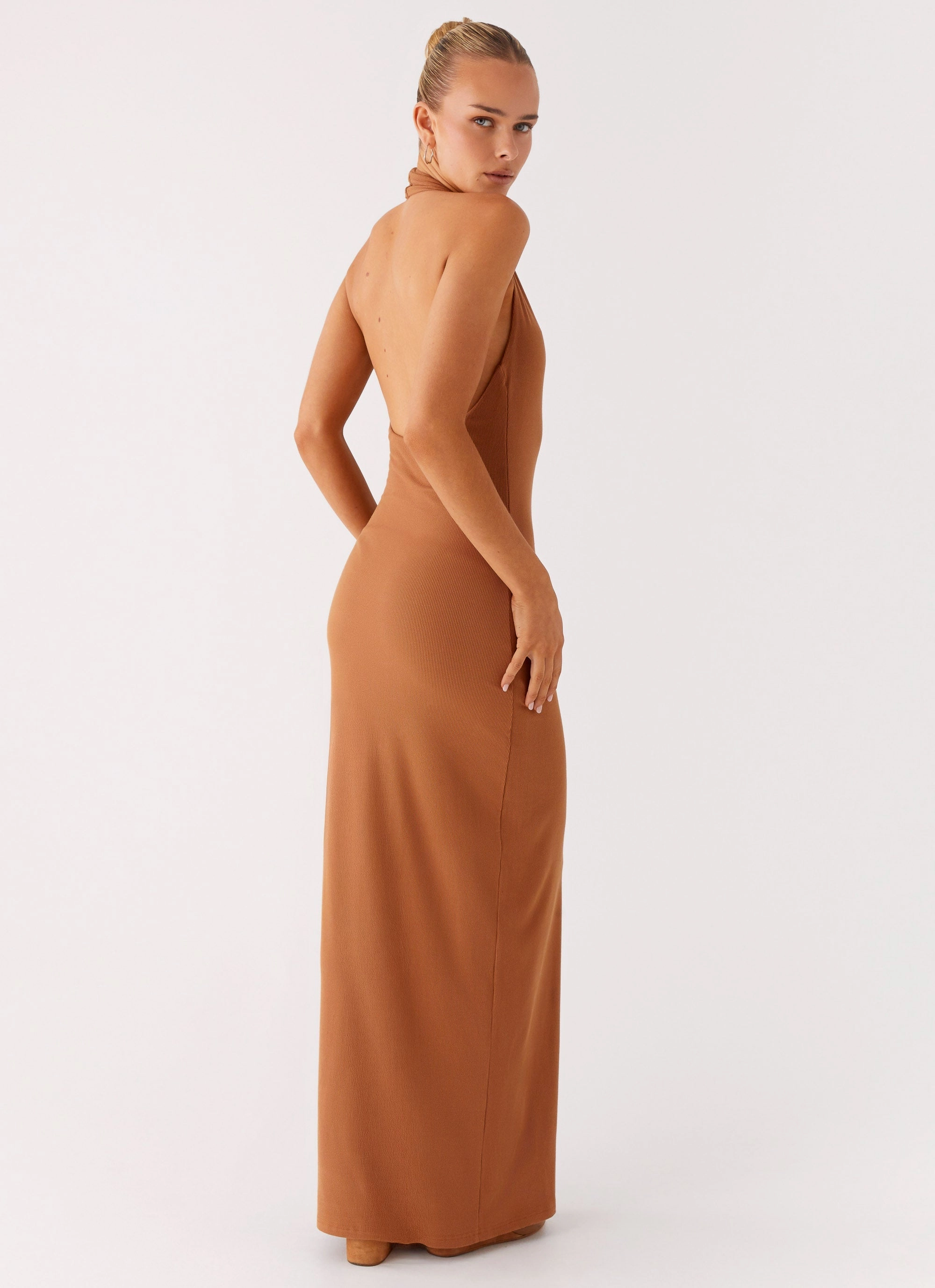 Event Mood Plunge For You Maxi Dress - Tan