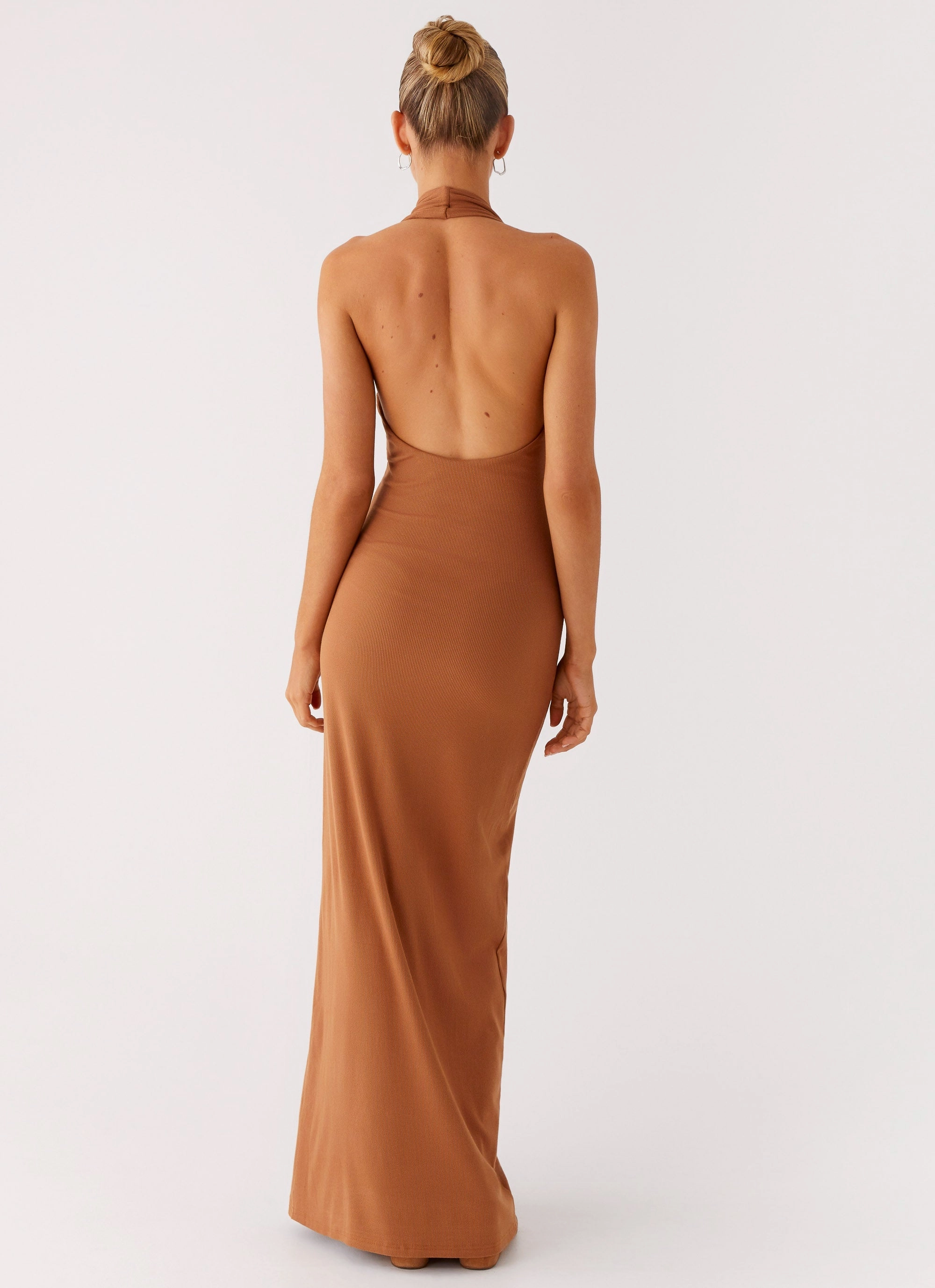 Quick Outfit Perfectly Tailored Plunge For You Maxi Dress - Tan