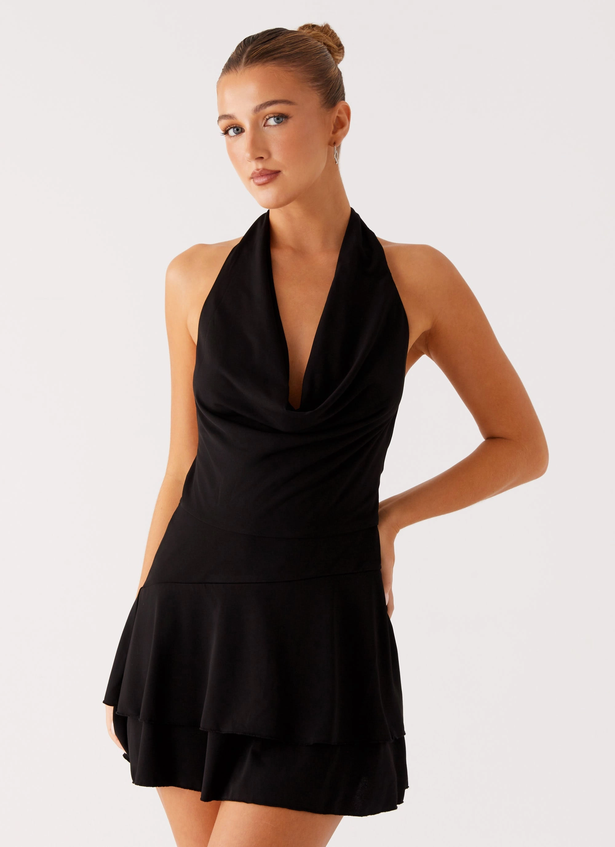 Contemporary Design Silk Touch Feel Good Mini Dress - Black