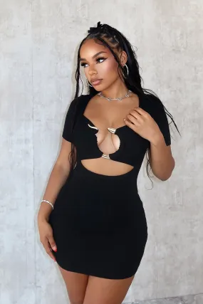 Slither Snake Trim Cut Out Mini Dress Sophisticated Look Style Base