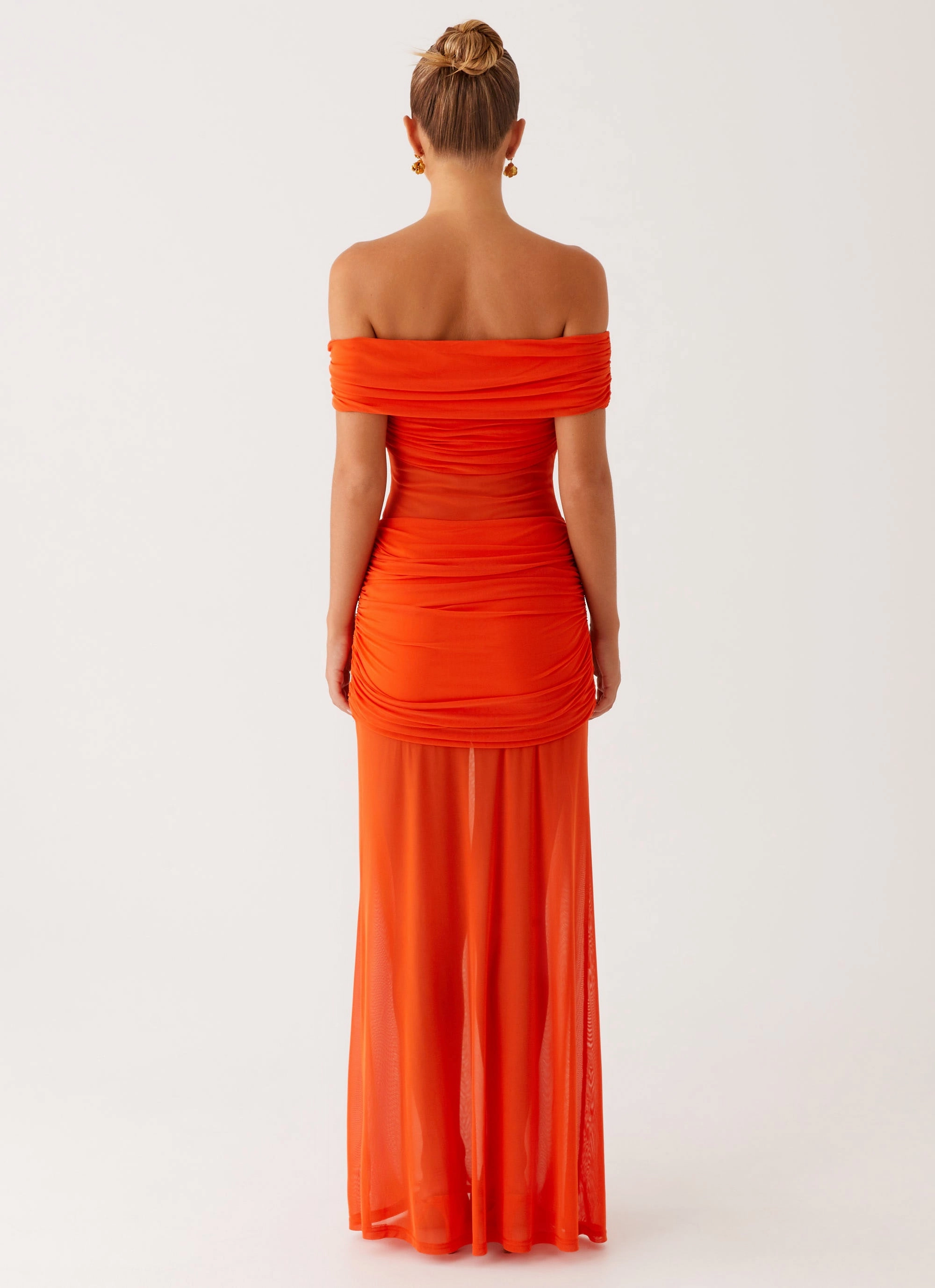 Charming Off Shoulder Maxi Dress - Orange Easy Flow Convertible-Style