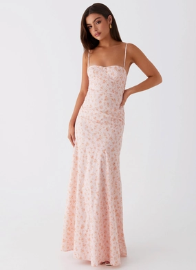 Flattering Shape Wear Easy Going Britney Maxi Dress - Pink Ditsy Floral