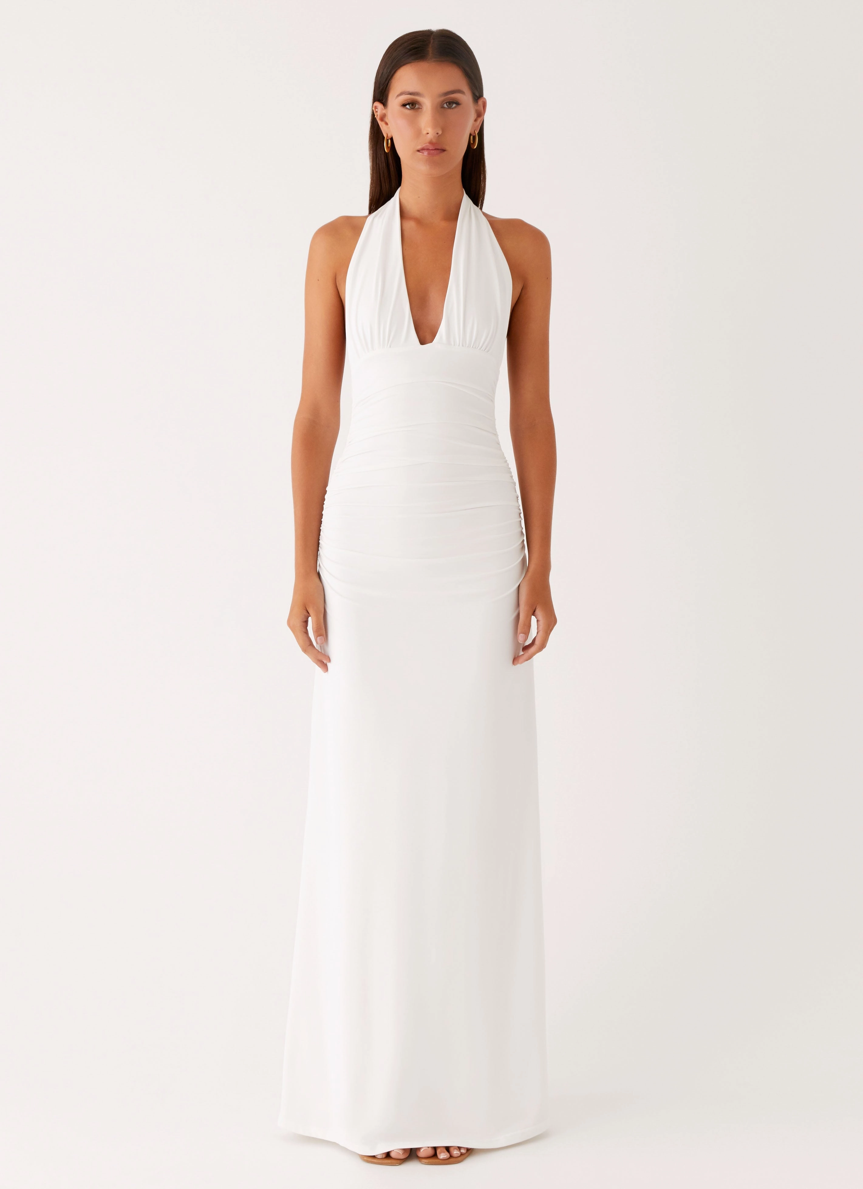 Casual Tone Ilaria Halter Maxi Dress - White