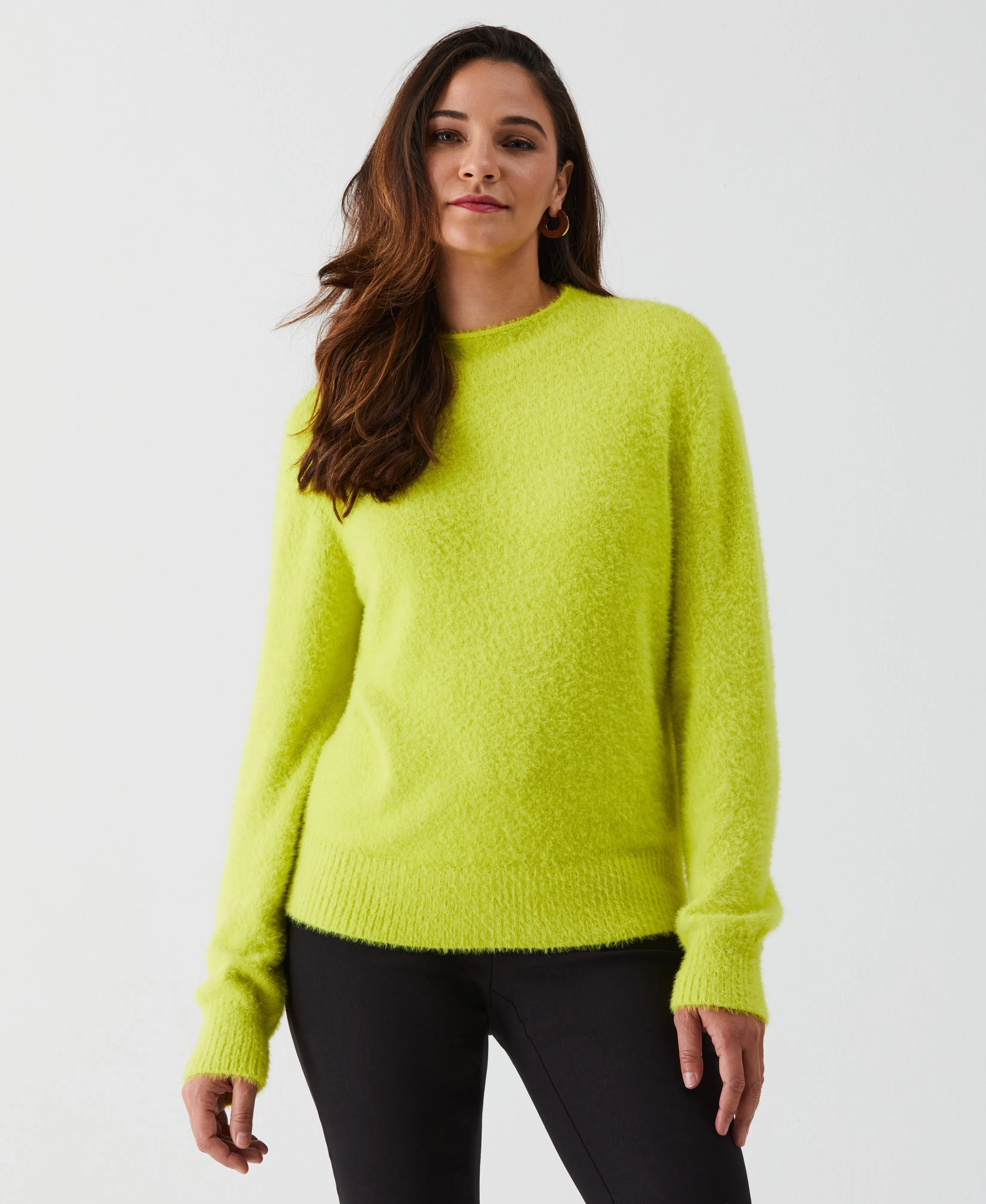 Faux Hair Mock Neck Sweater Effortless Comfort Wear