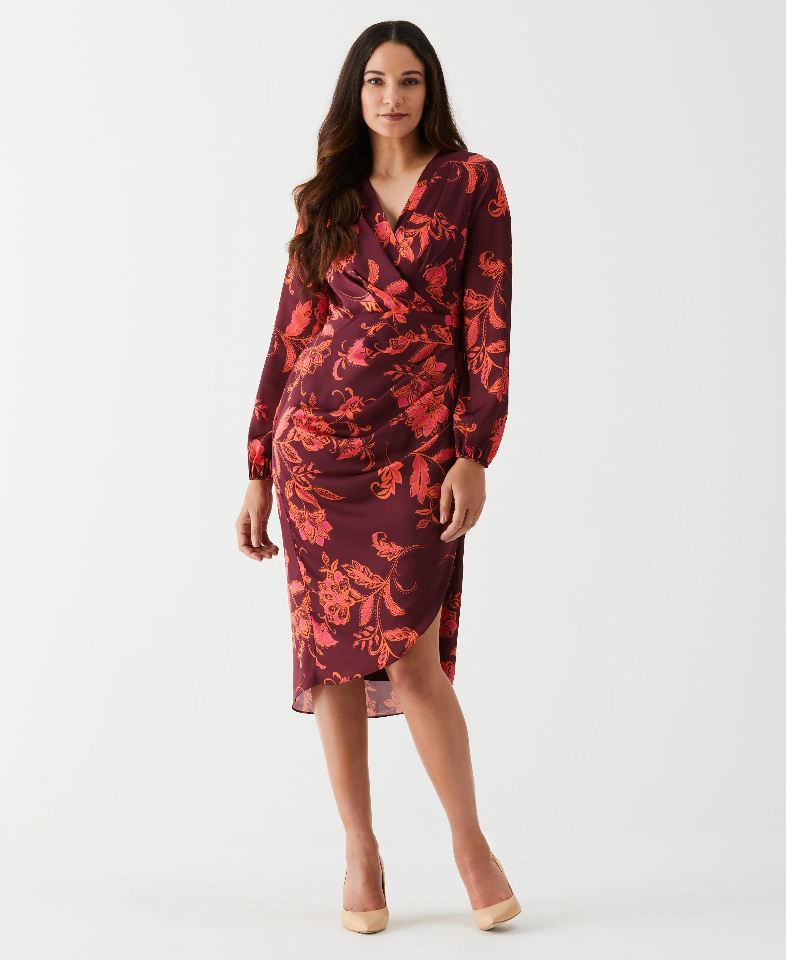 Faux Wrap Midi Dress travel mode Romantic Vibes