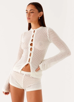 WindproofTechnology Molly Crochet Cardigan - Ivory