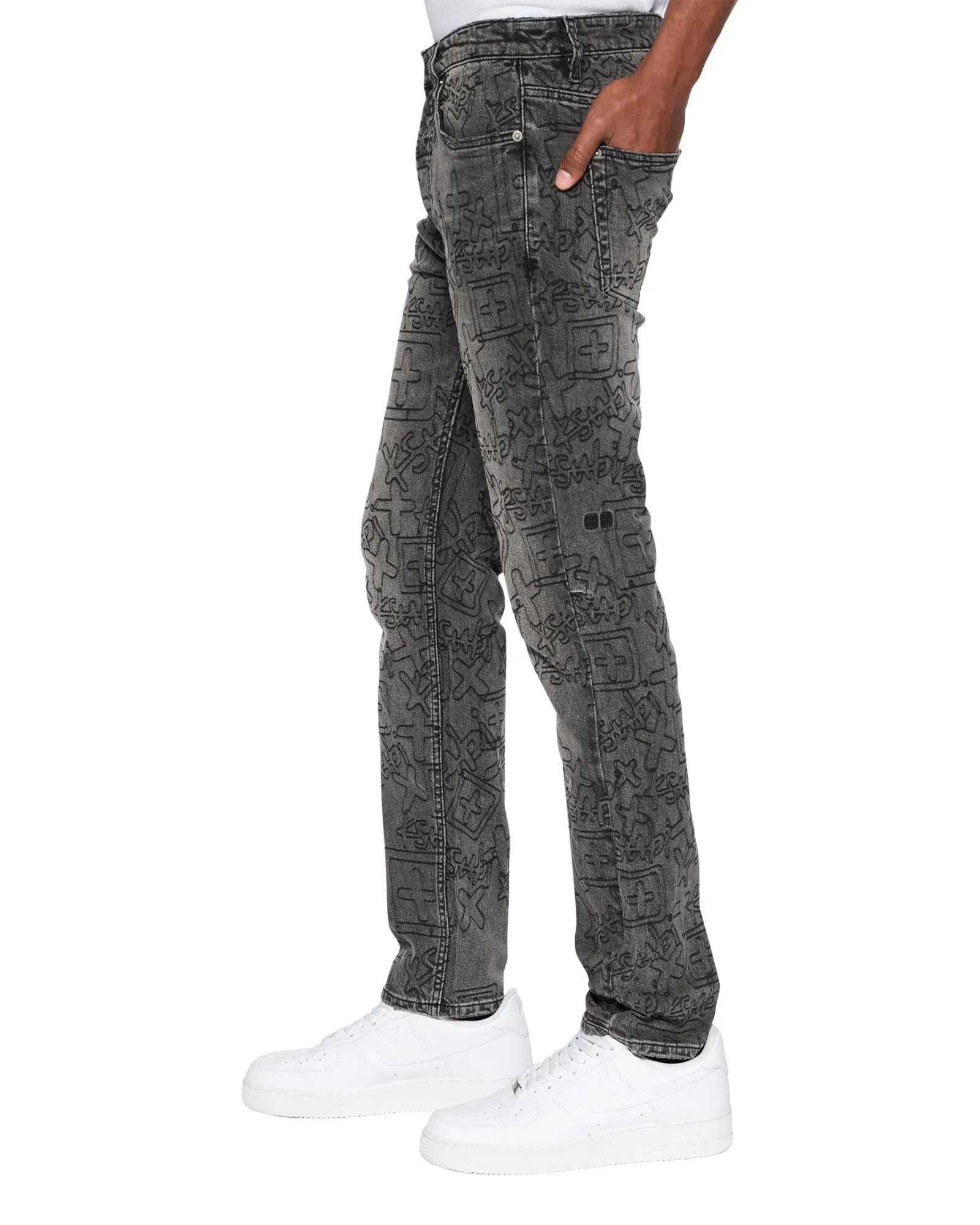 CHITCH STENCIL STITCH WORN GREY clean look