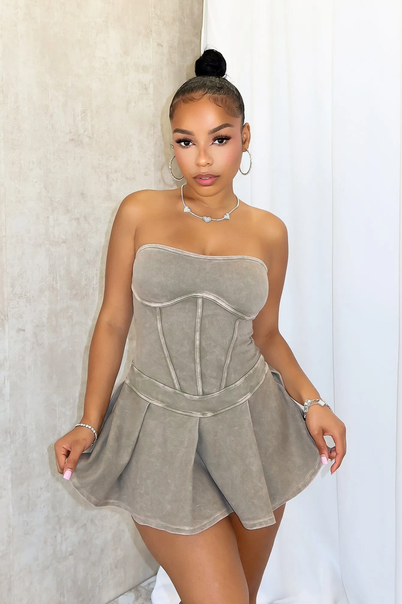 Jenna Strapless Flare Mini Dress Smart Piece