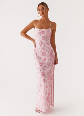 Silky Layer Lounge Mood Bright Lights Beaded Maxi Dress - Pink