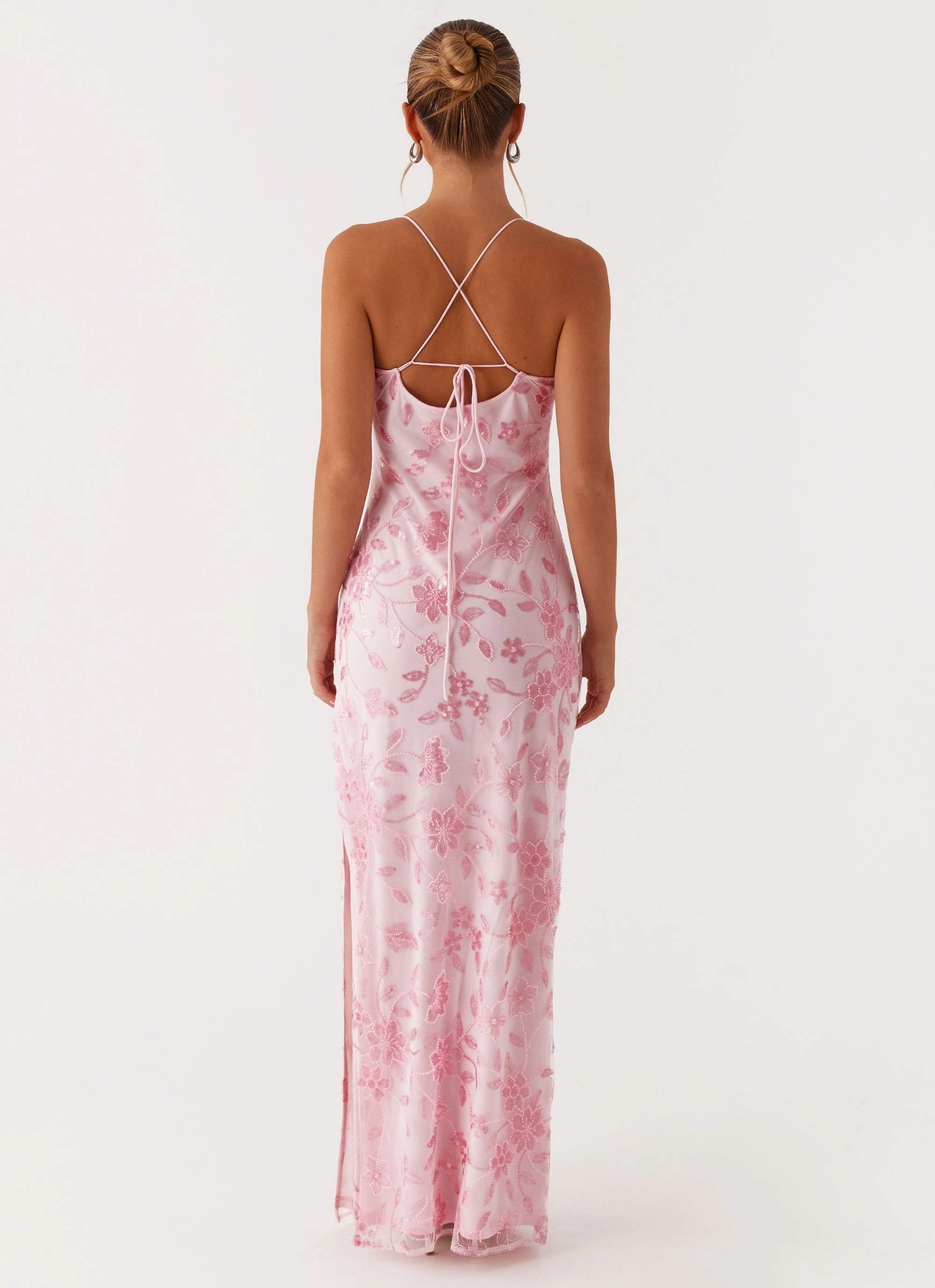 Bright Lights Beaded Maxi Dress - Pink Date Vibe Plus Fit