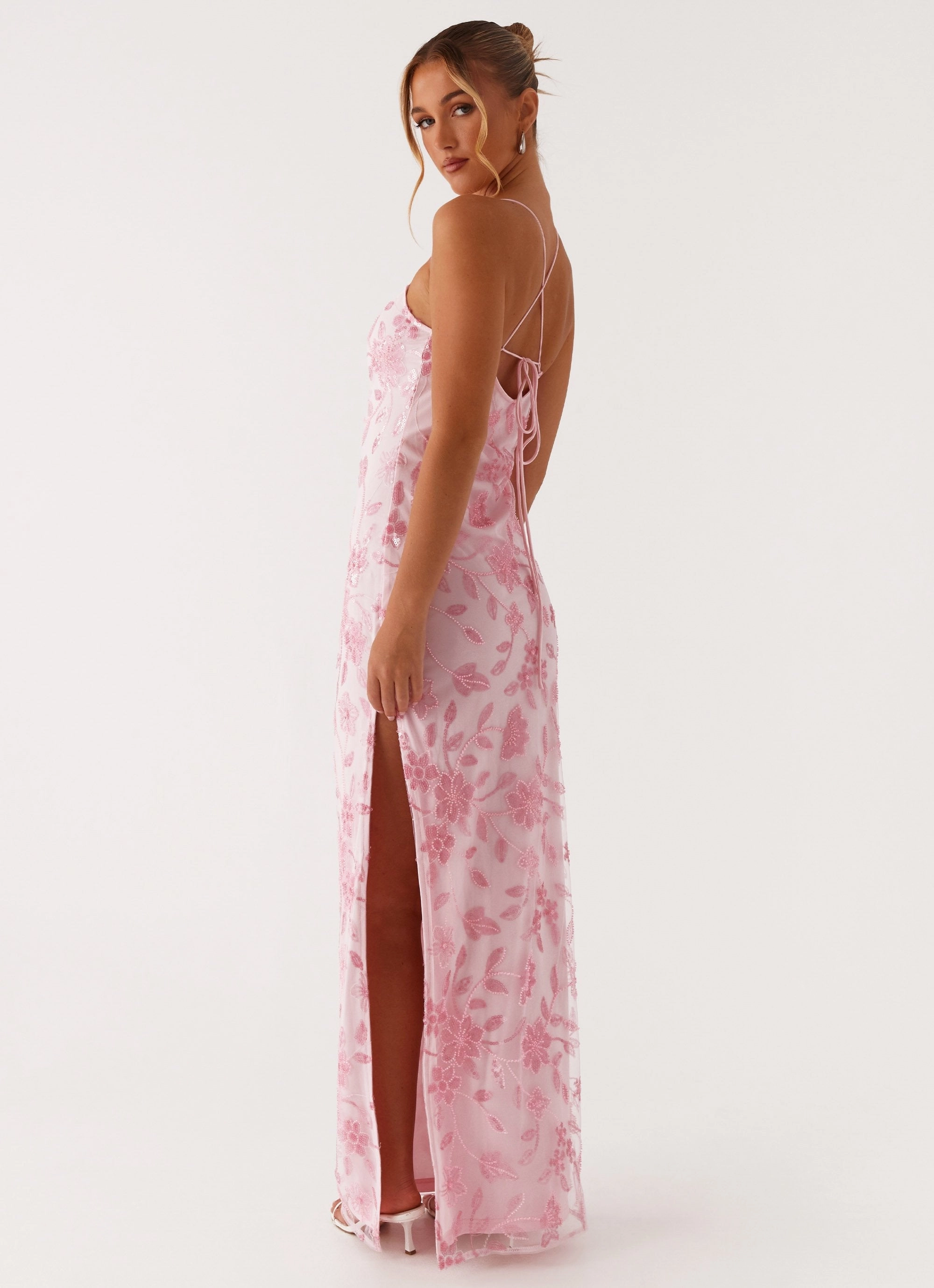 Classic Line Bright Lights Beaded Maxi Dress - Pink