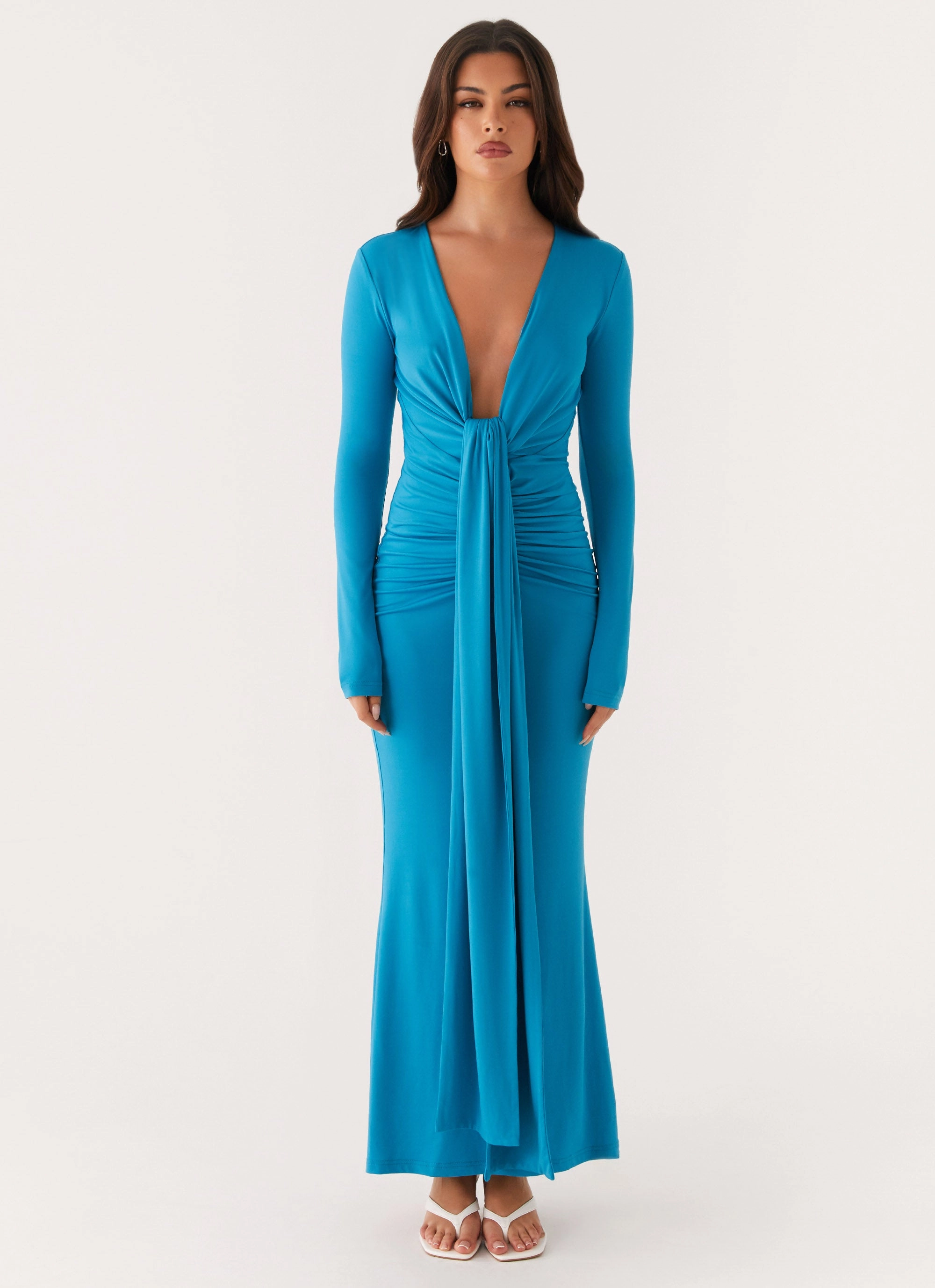 Relaxed Fit Miesha Long Sleeve Maxi Dress - Blue
