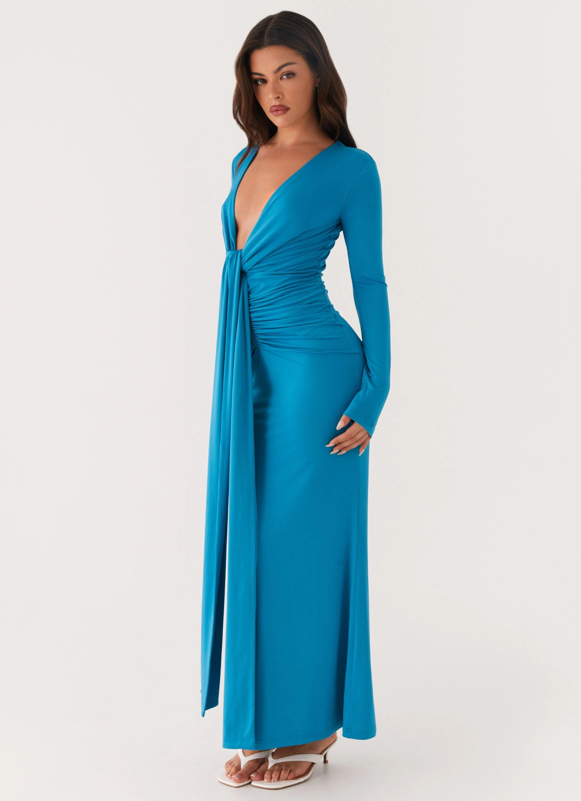 Clean Touch Miesha Long Sleeve Maxi Dress - Blue