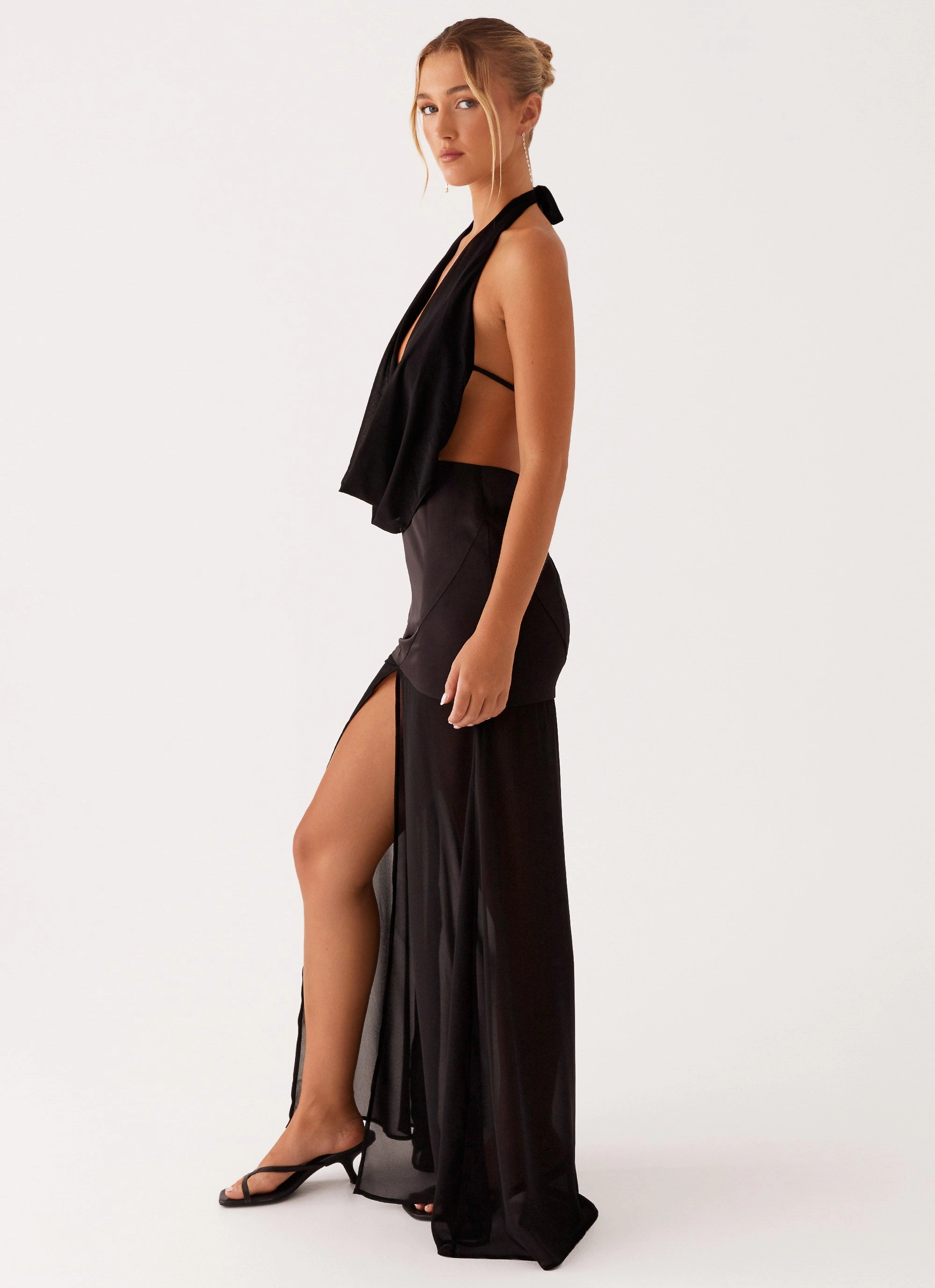Metallic-Shine Fenella Maxi Dress - Black
