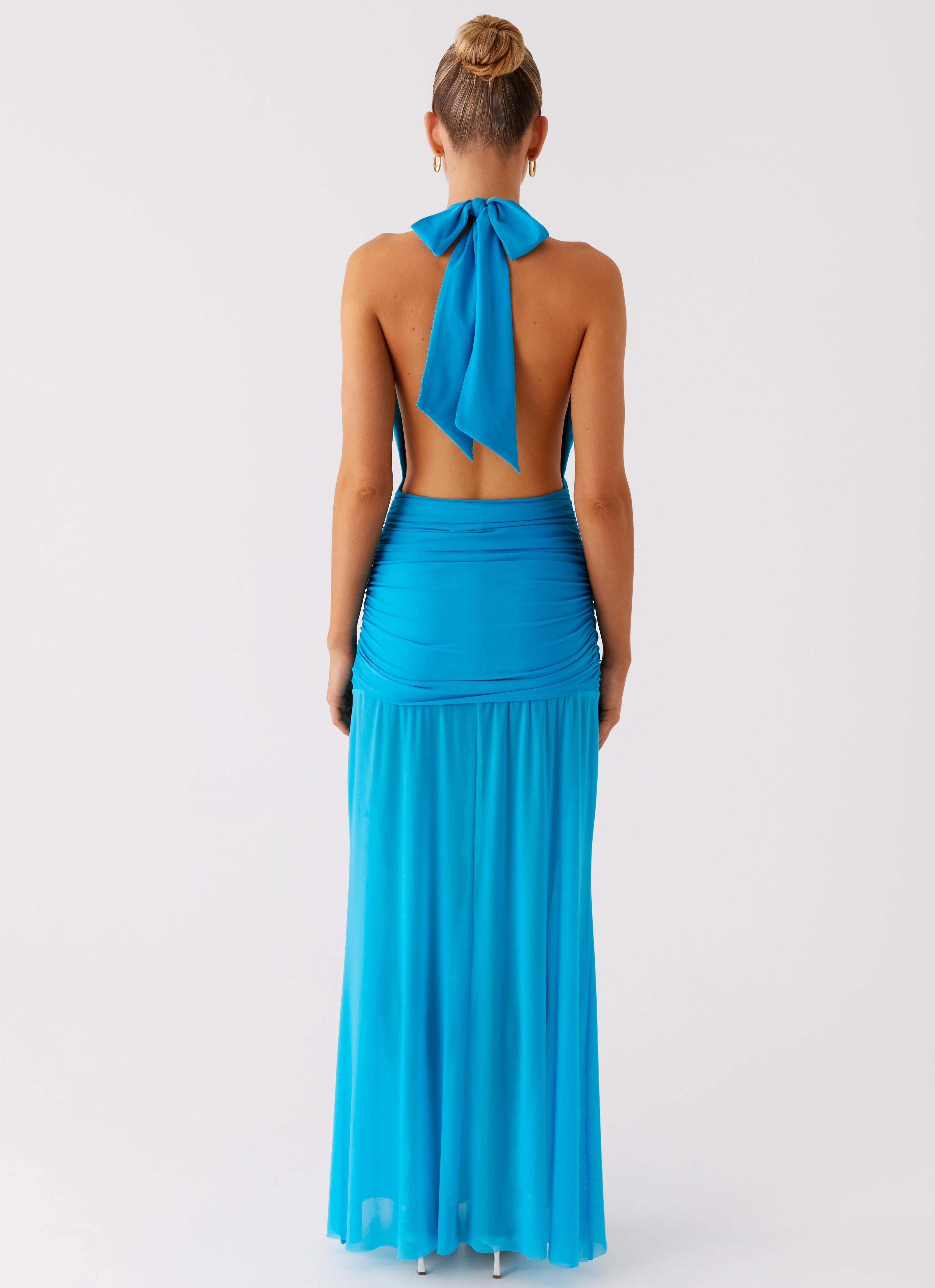 Dilemma Halter Maxi Dress - Turquoise Blue Air Beauty