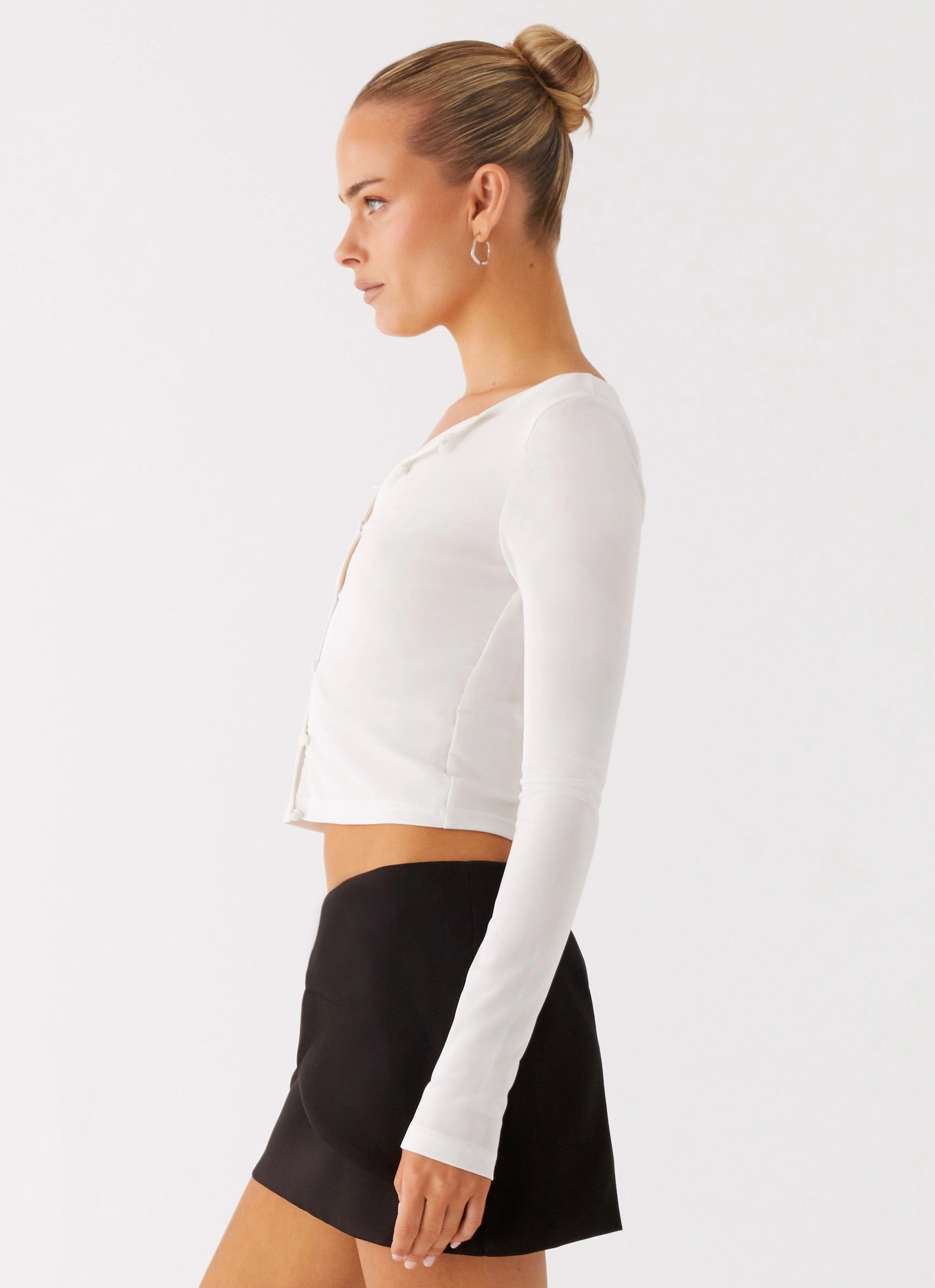 Fifth Ave Mesh Long Sleeve Top - Off White Tear Resistant Weave ZipperedPockets