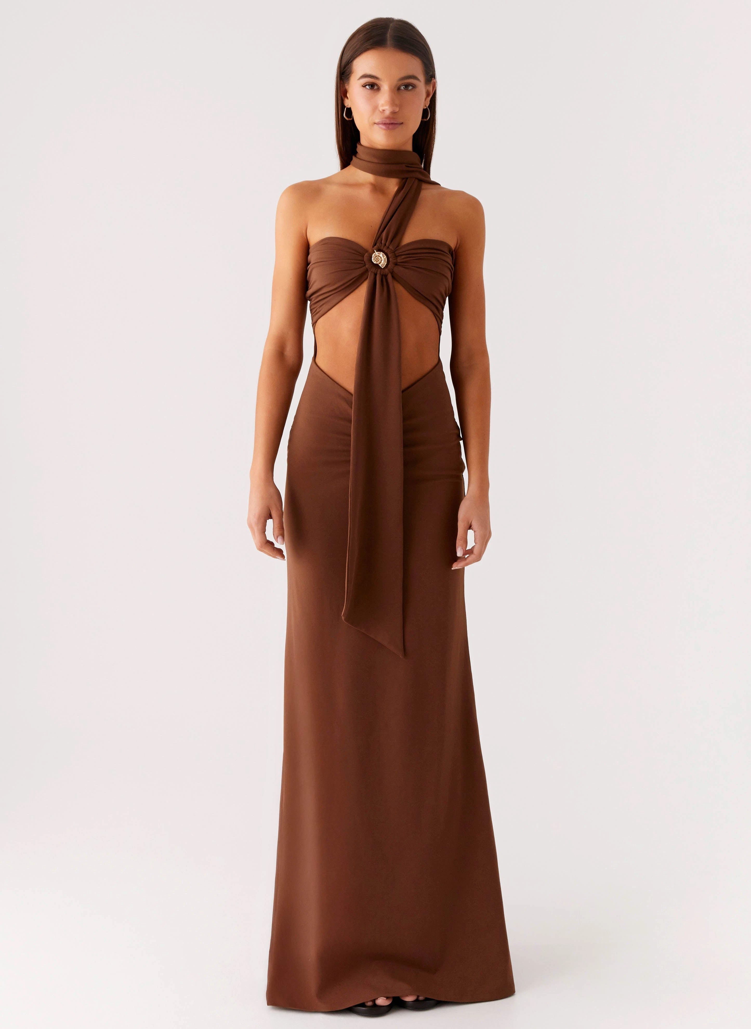 LowProfileZipper Olive Bloom Maxi Dress - Chocolate
