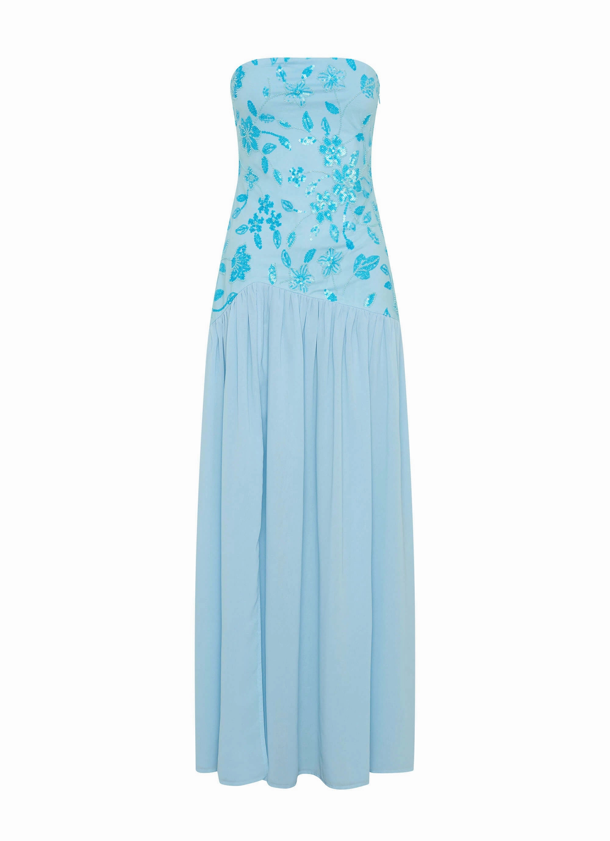 Smart and Chic Relax Fit Eden Strapless Beaded Maxi Dress - Blue